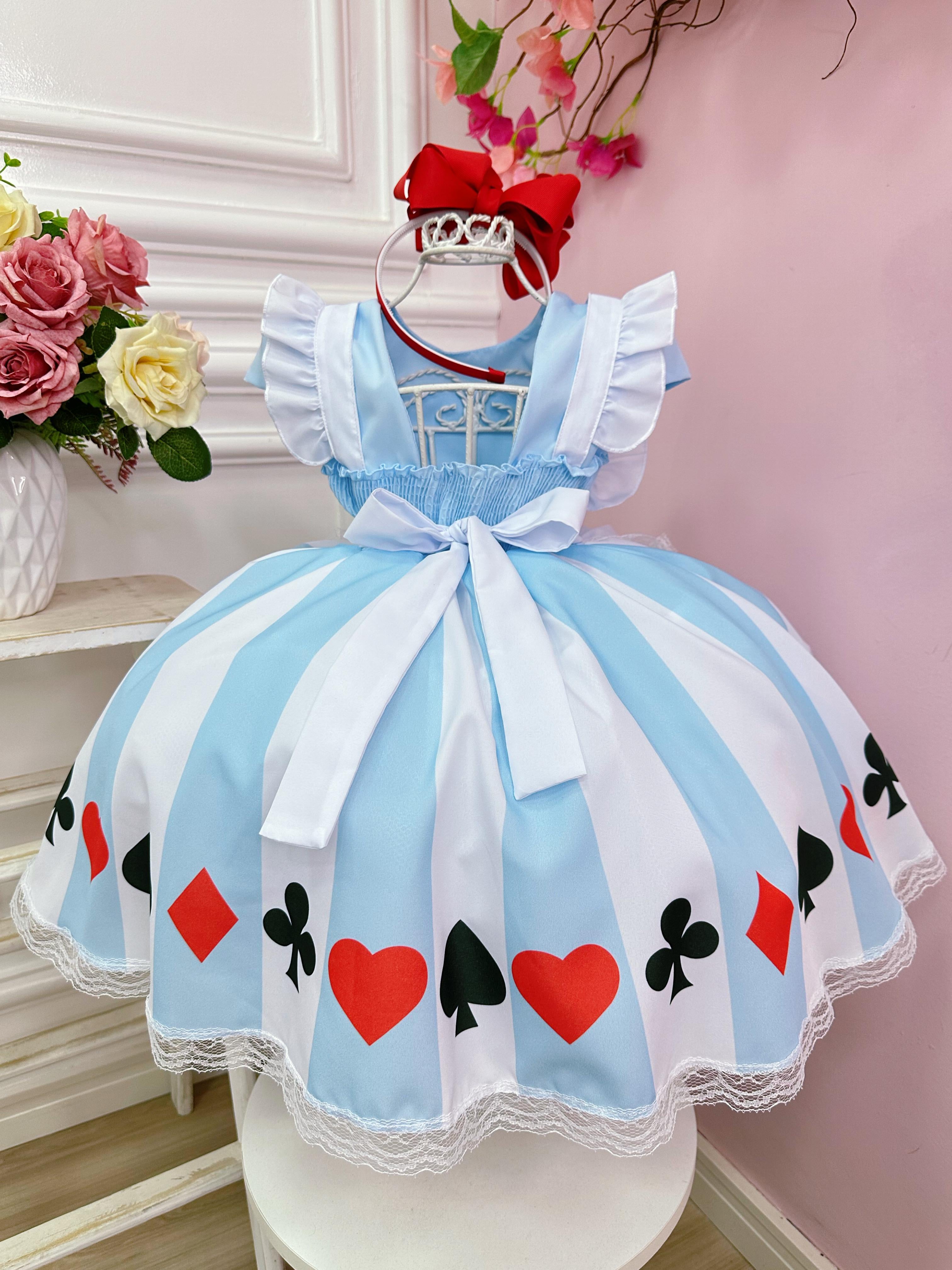 Vestido Infantil Alice no Pais das Maravilhas Festas Luxo
