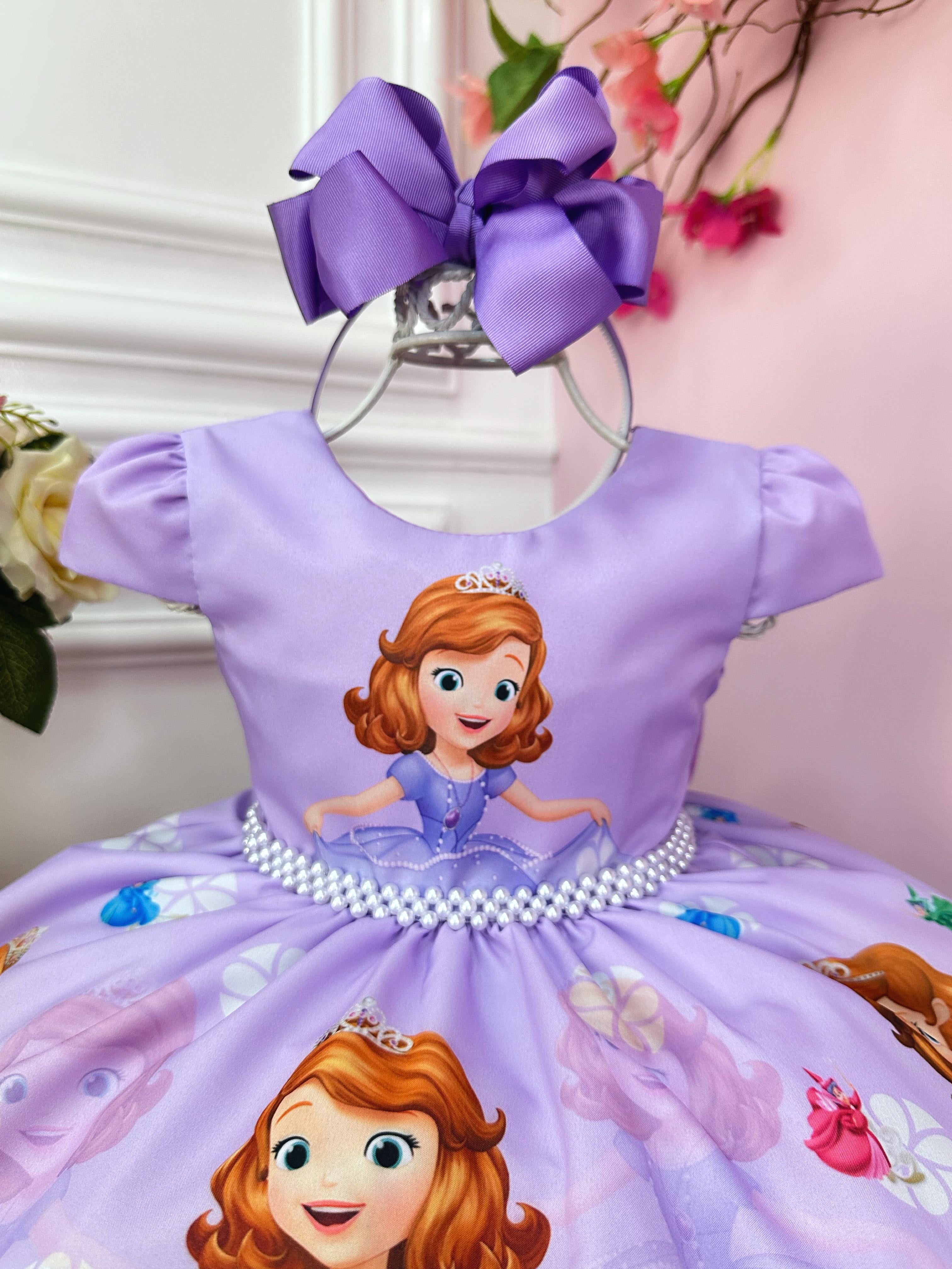 Vestido Infantil Princesa Sôfia C/ Cinto de Pérolas Festas