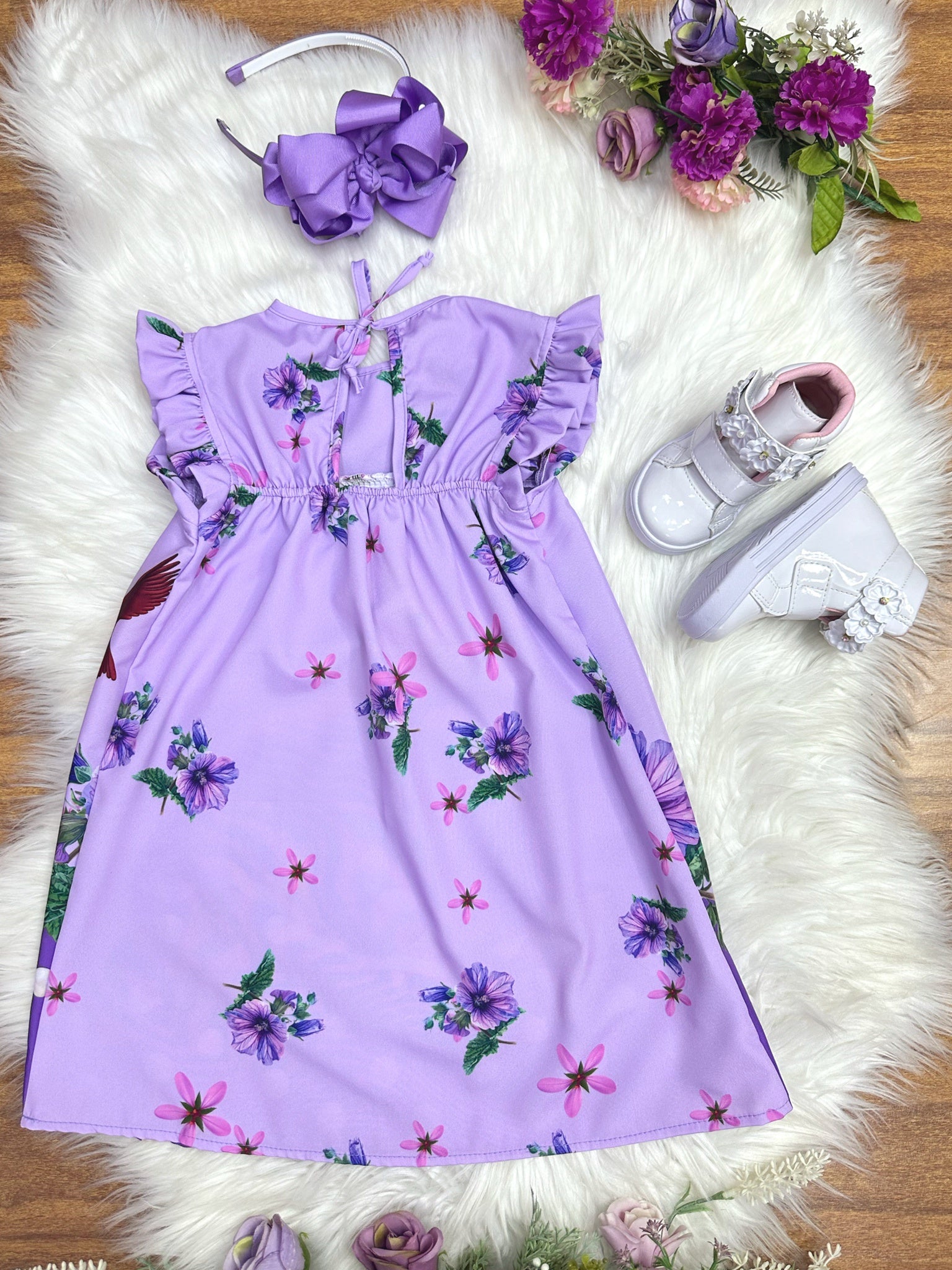 Vestido Infantil Trapézio da Princesa Sofia Azul Manga Flu-Flu