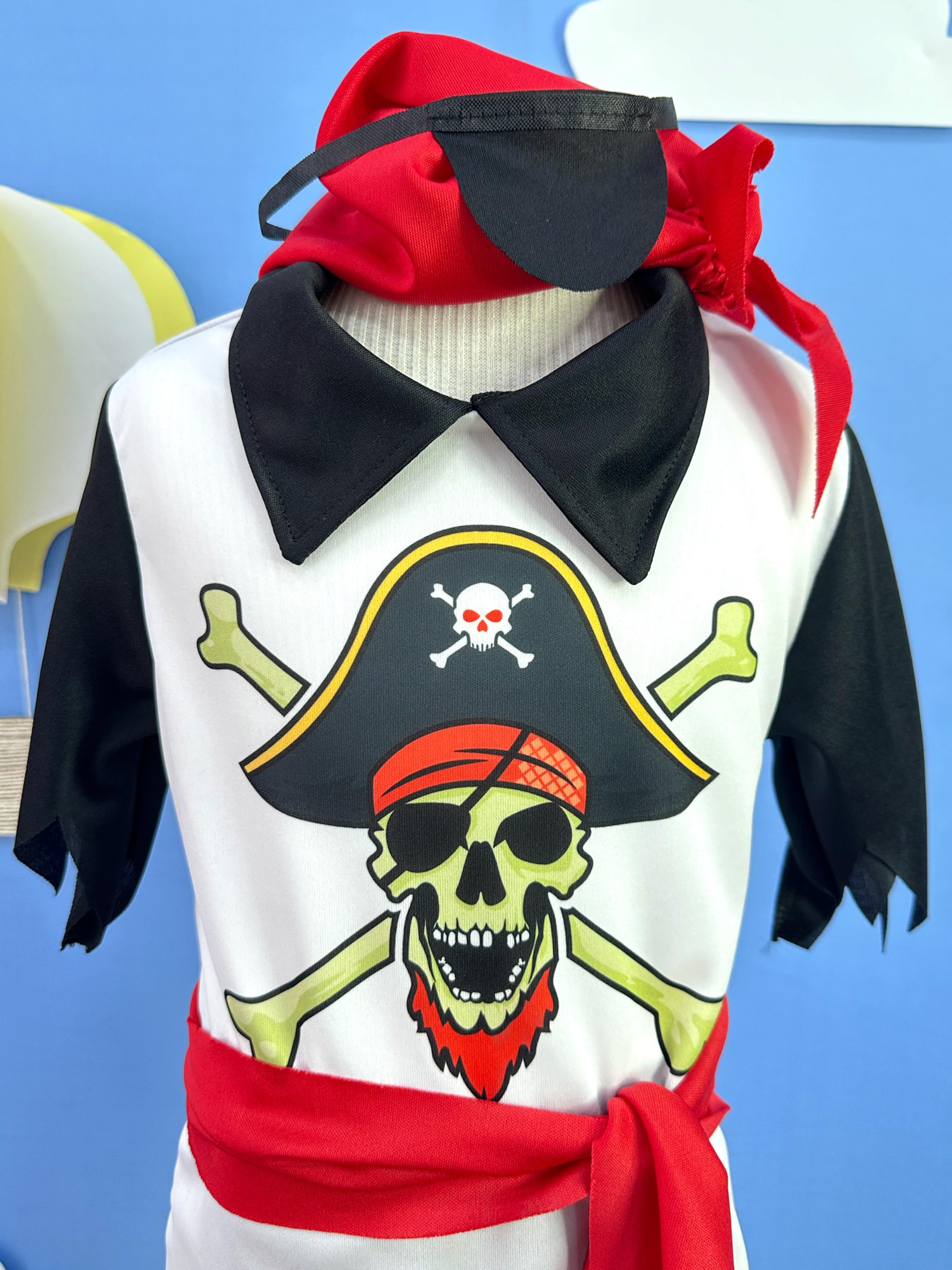 Fantasia Infantil Capitão Pirata C/ Faixa Bandana Tapa Olho
