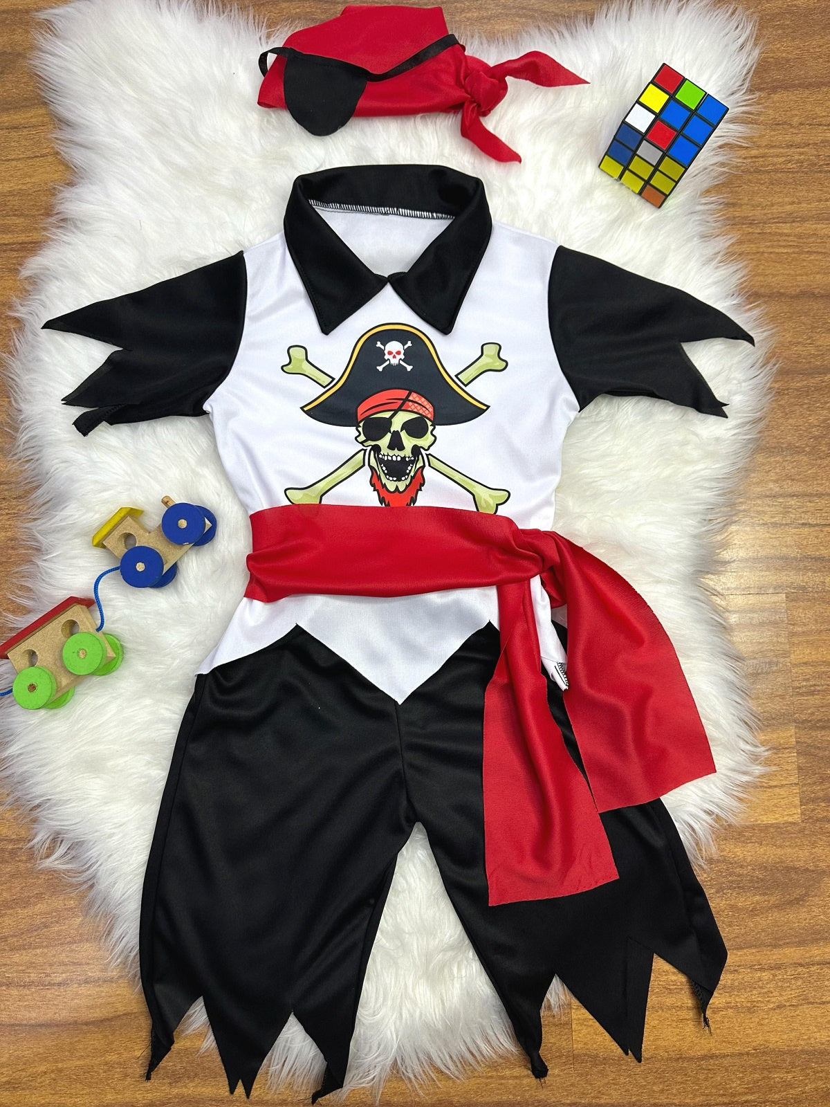 Fantasia Infantil Capitão Pirata C/ Faixa Bandana Tapa Olho