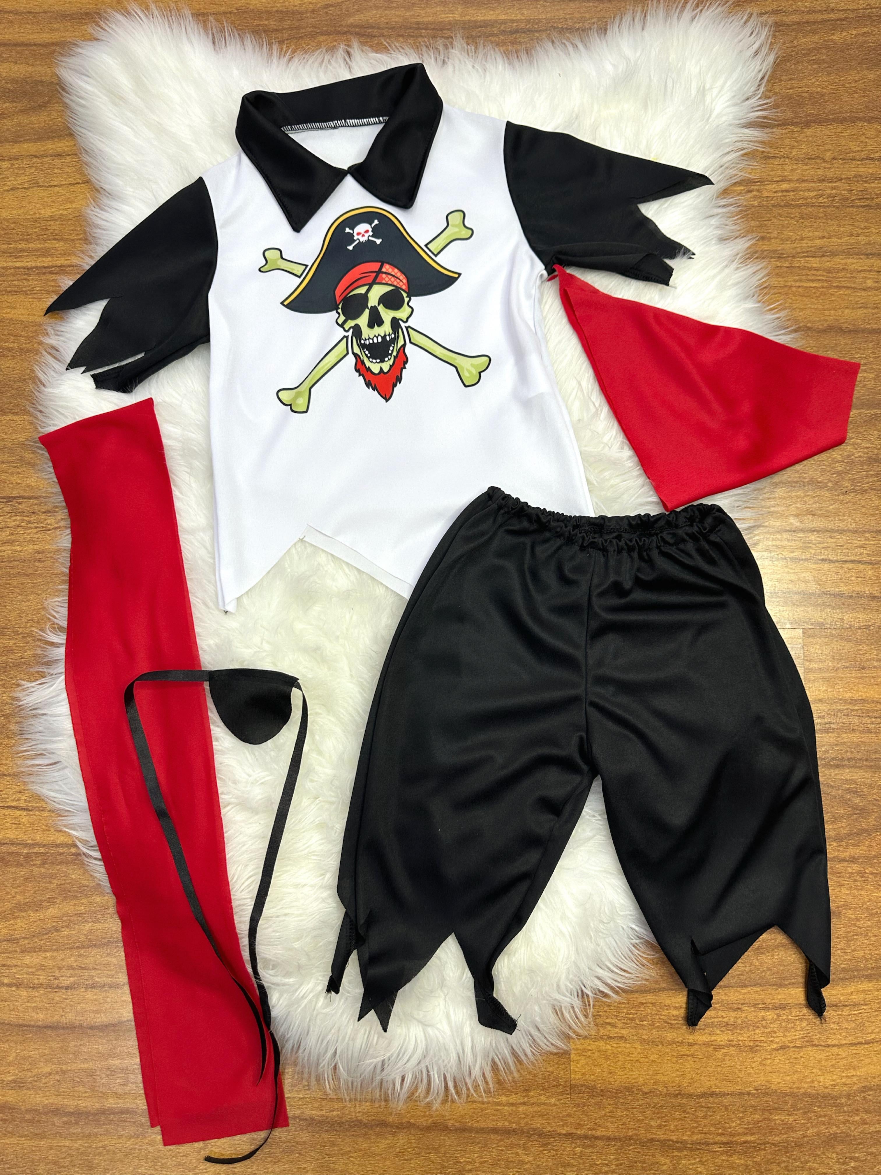 Fantasia Infantil Capitão Pirata C/ Faixa Bandana Tapa Olho