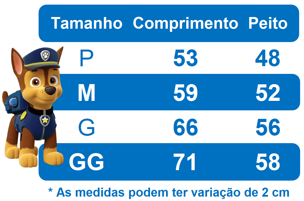 Fantasia Infantil Patrulha Canina Acompanha Máscara
