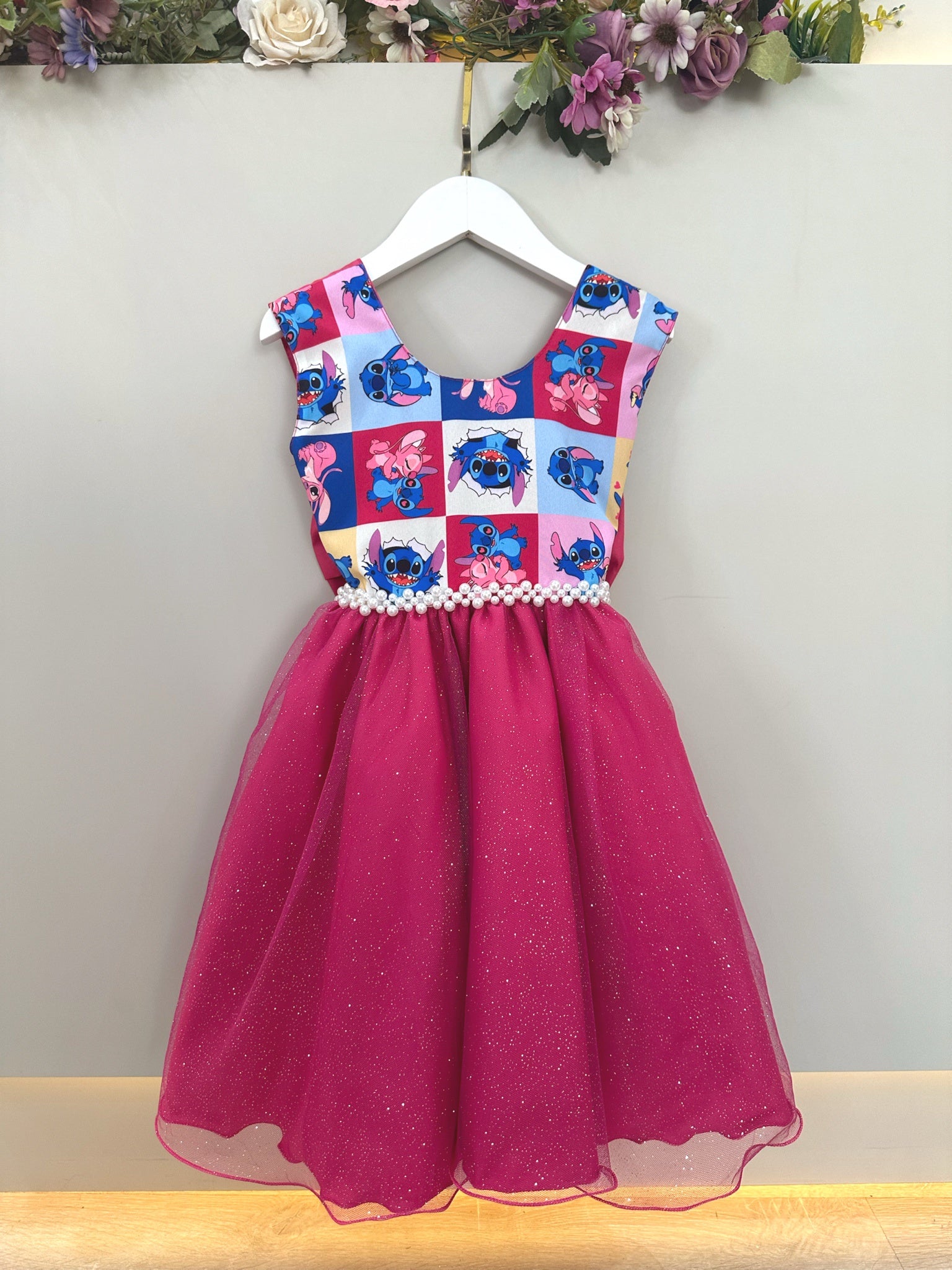 Vestido Infantil Pink Lilo Stitch e Angel Festas