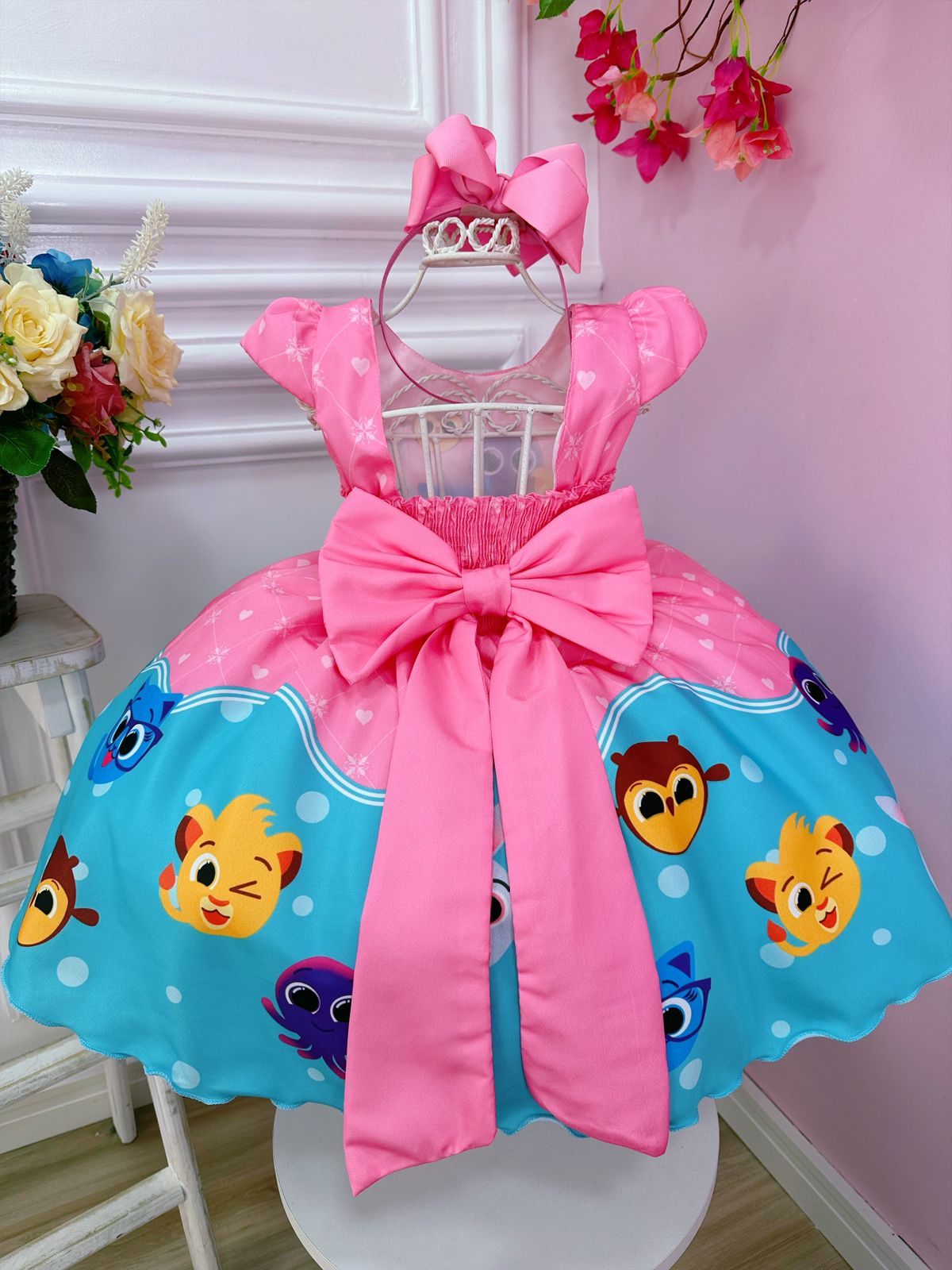 Vestido Infantil Bolofofos Rosa Chiclete Luxo Festas