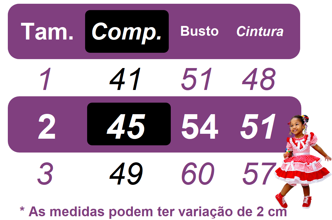 Fantasia Infantil Junino Lilás Florzinhas Coloridas