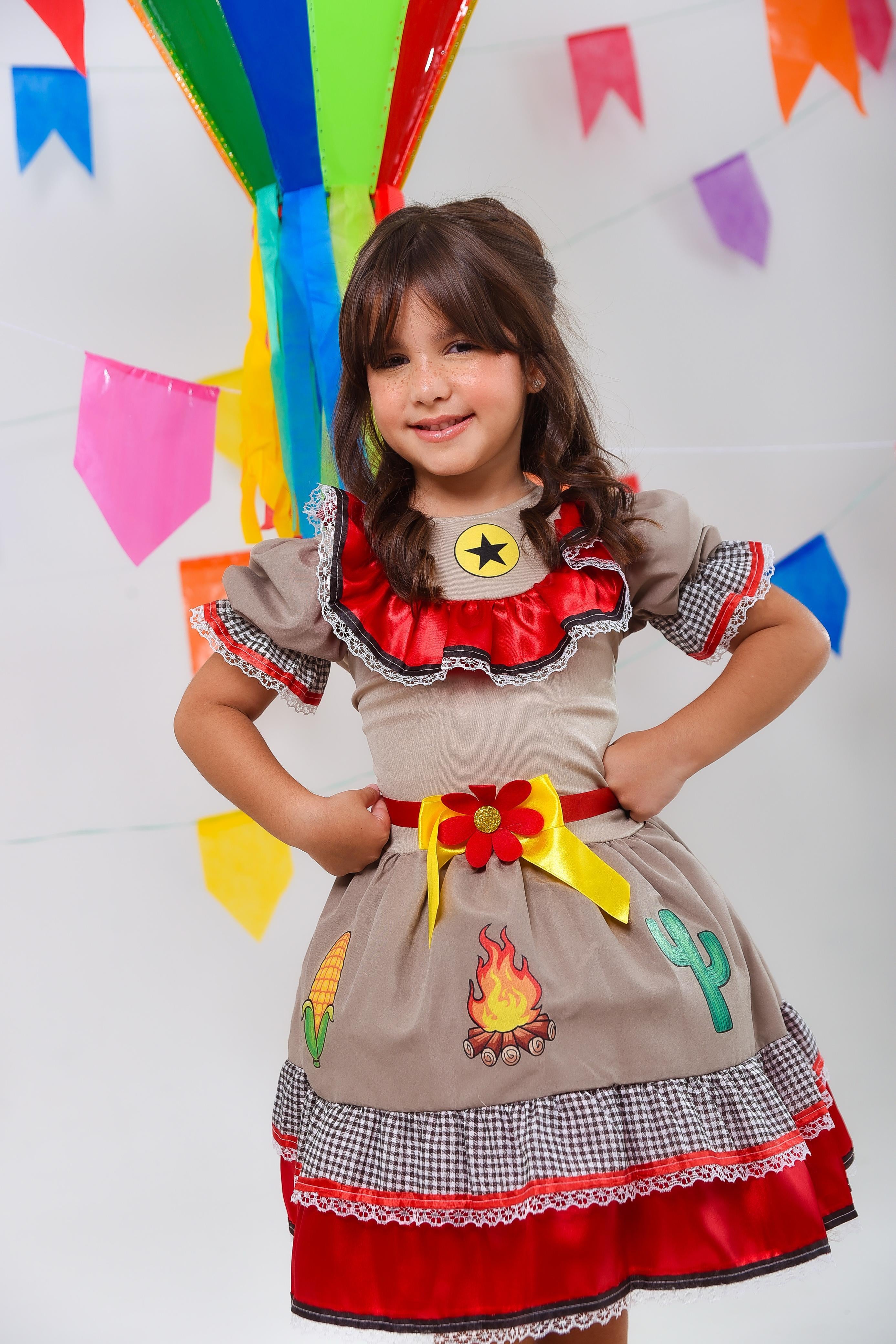 Fantasia Infantil Junino Maria Bonita Colorido Festas