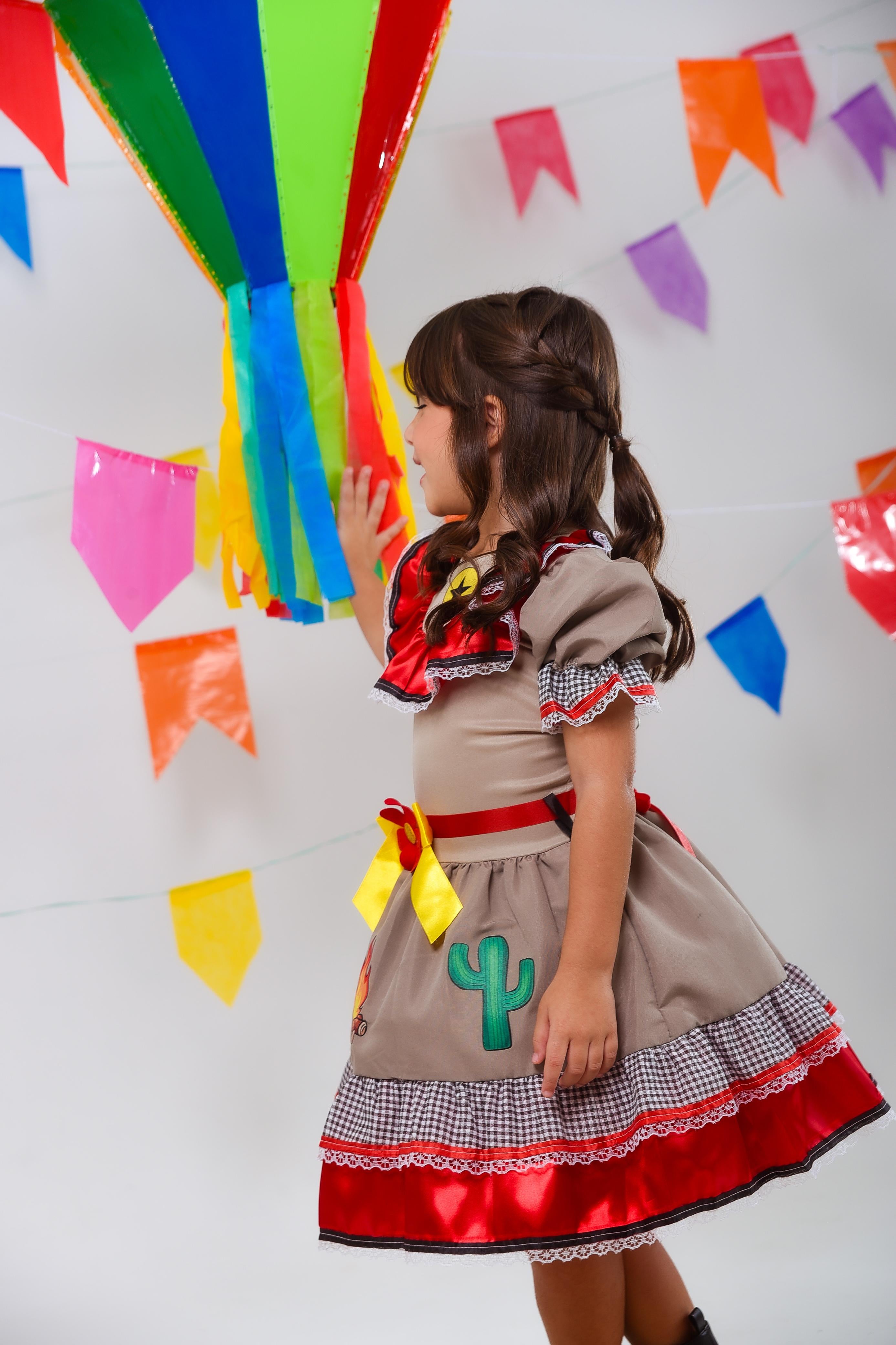 Fantasia Infantil Junino Maria Bonita Colorido Festas