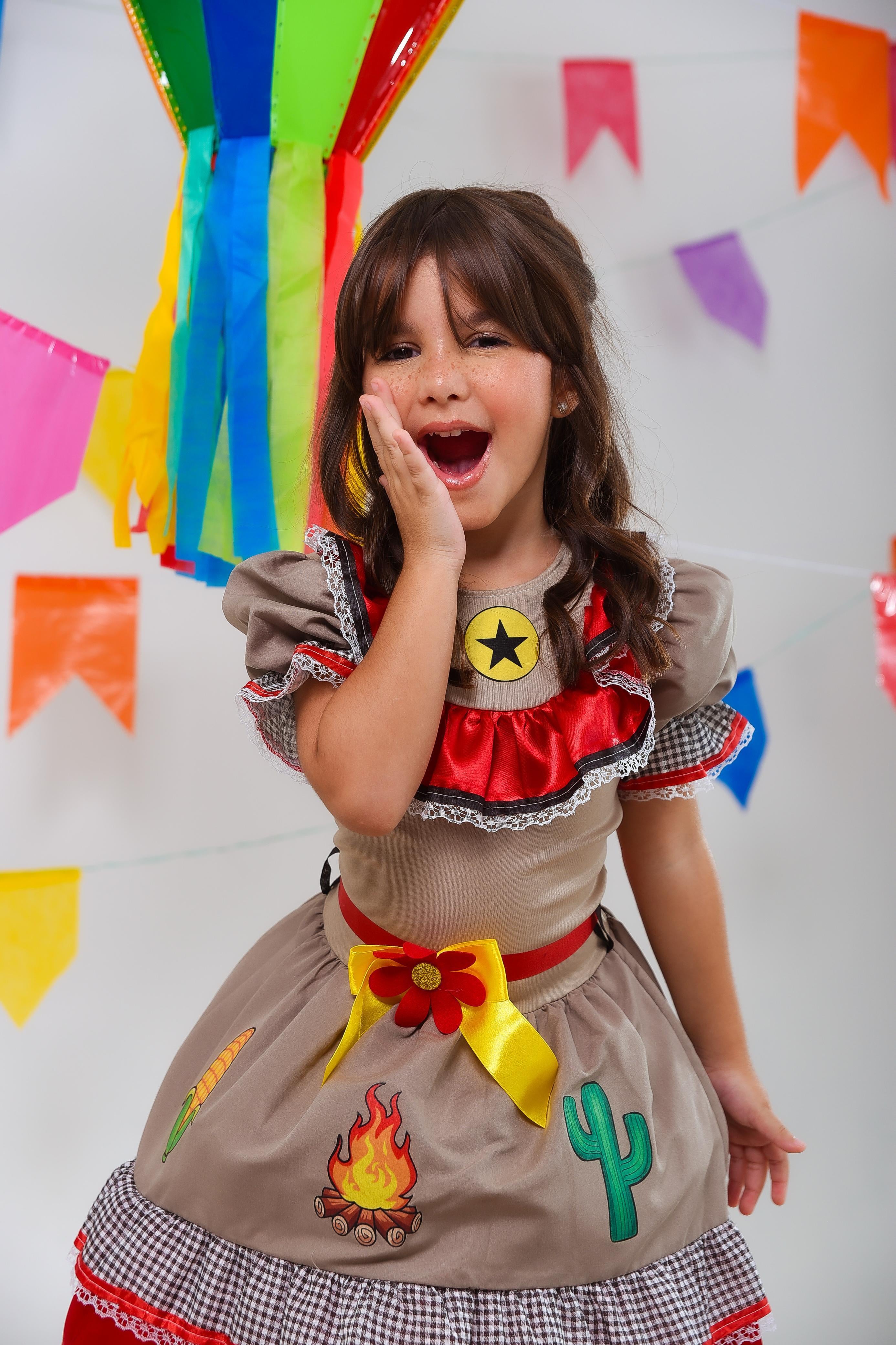 Fantasia Infantil Junino Maria Bonita Colorido Festas