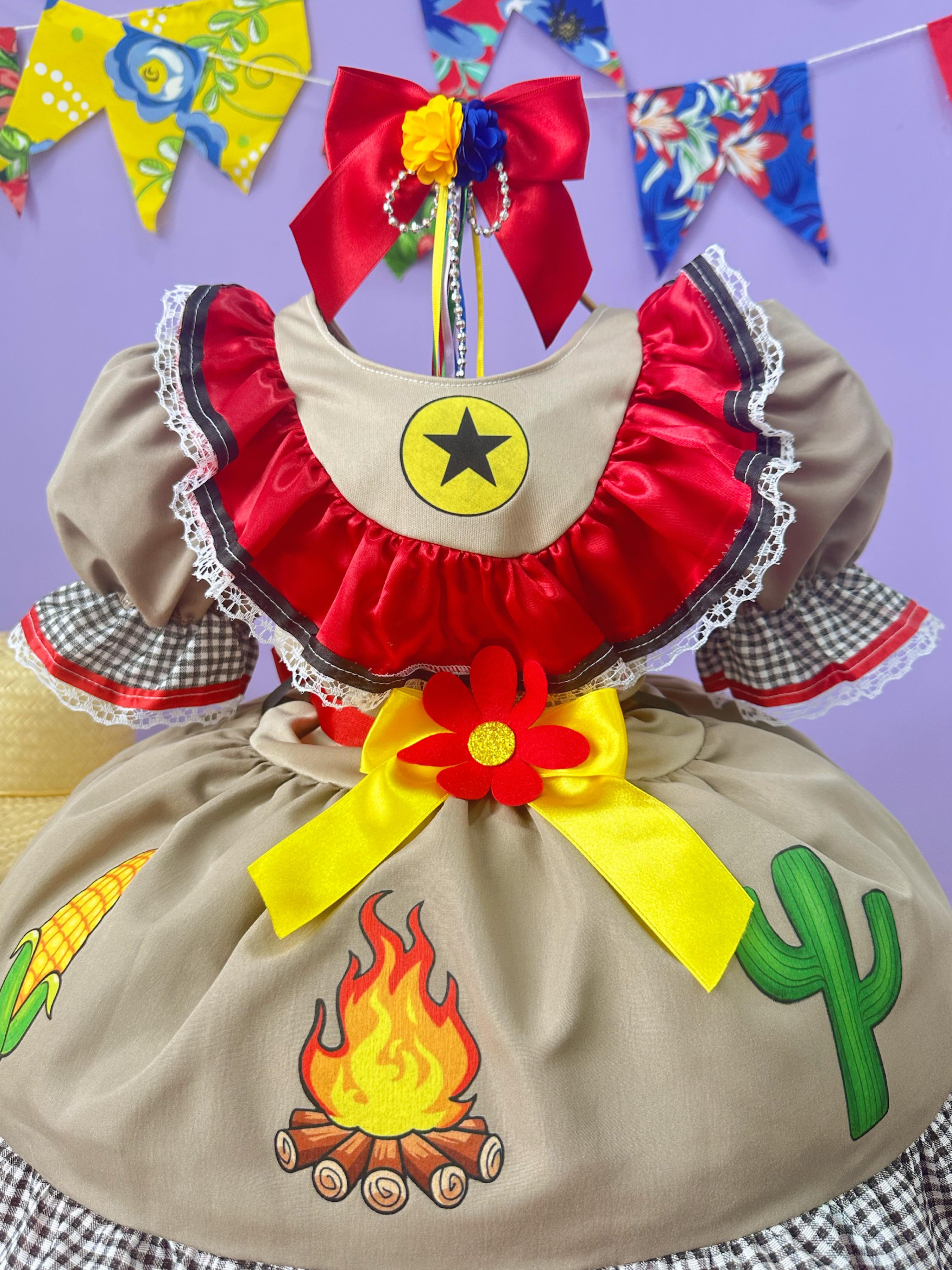 Fantasia Infantil Junino Maria Bonita Colorido Festas