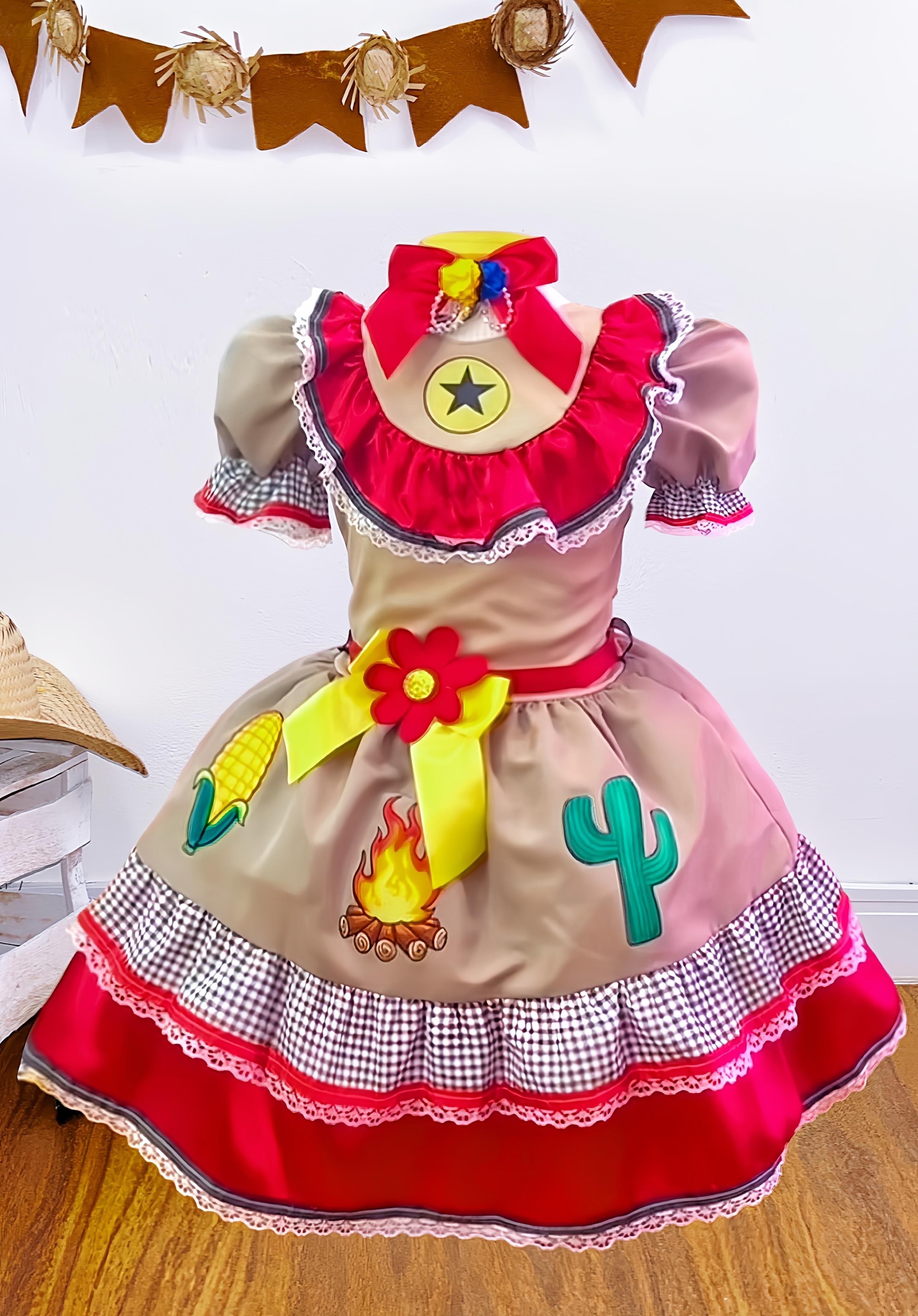 Fantasia Infantil Junino Maria Bonita Colorido Festas