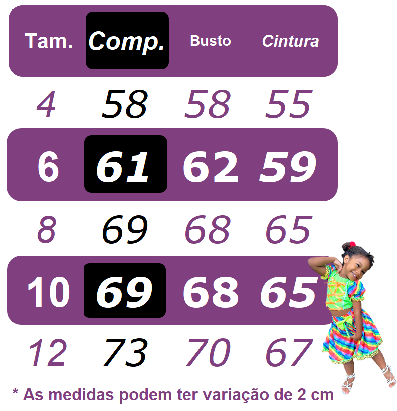 Fantasia Infantil Junino Pink e Azul Com Flores Coloridas