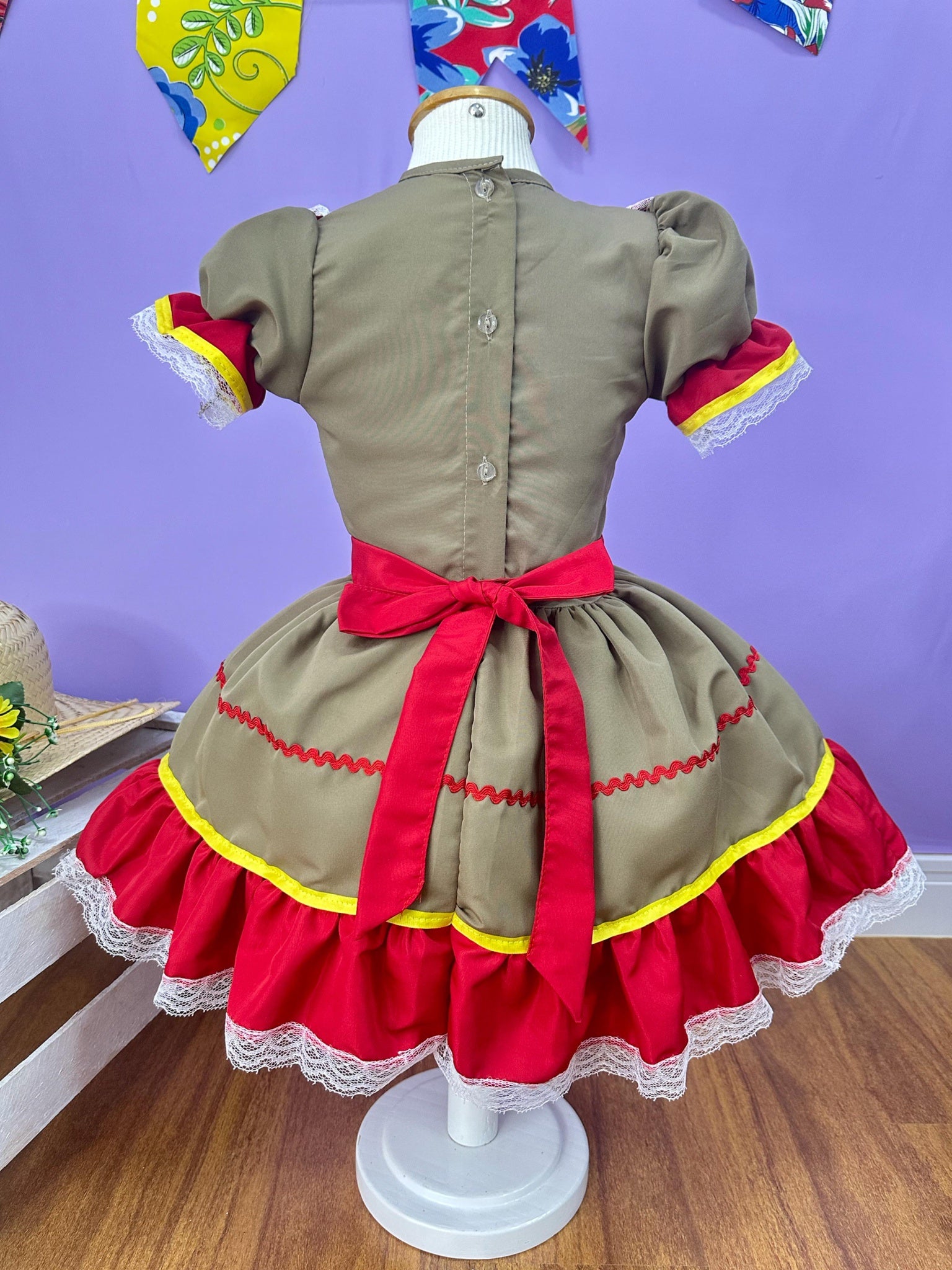 Vestido Infantil Junino Maria Bonita Colorido Festas