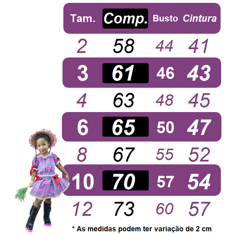 Vestido Infantil Junino Xadrez Vermelho Festa de São João