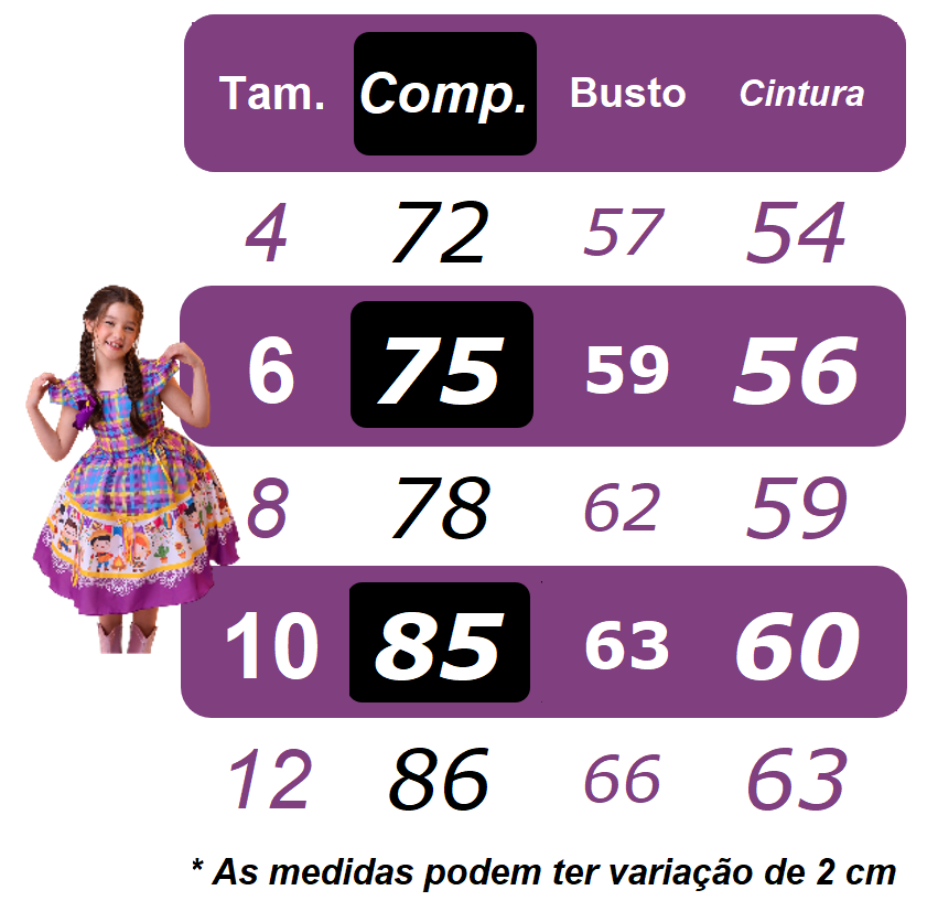 Vestido Infantil Junino Xadrez Vermelho Festa São João