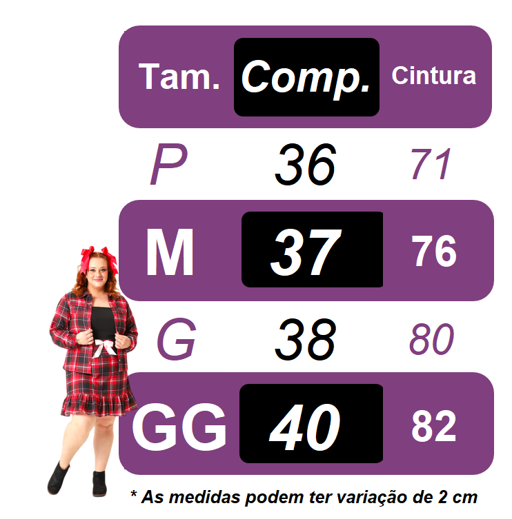Fantasia Saia Adulto Junino Arraiá Preto Xadrez Festas