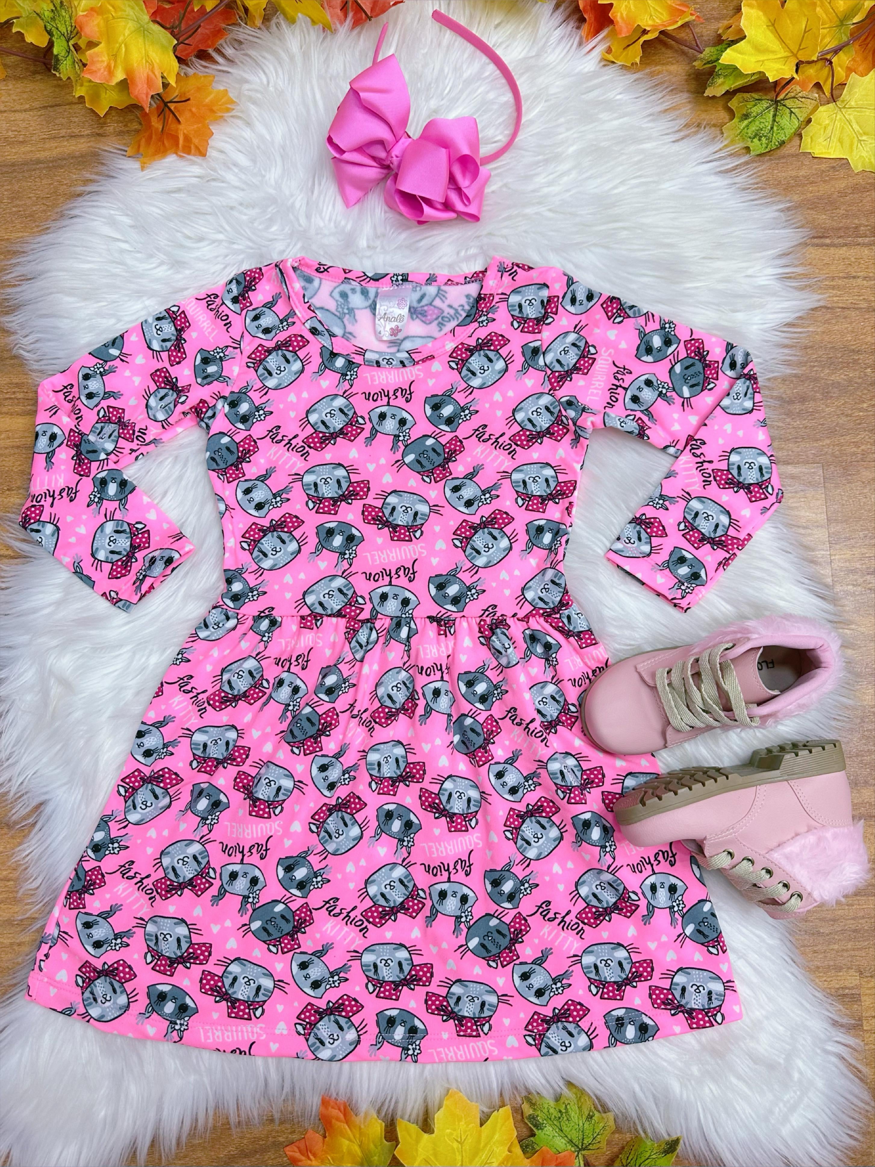 Kit 2 Vestidos Infantil Suplex Flanelado Manga Longa 4 ao 10