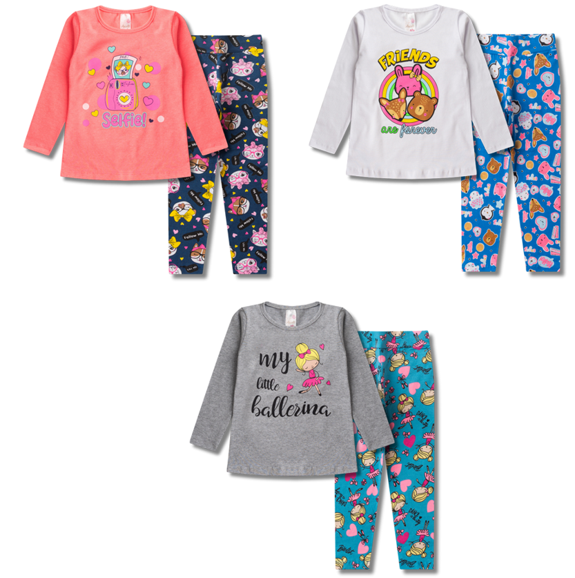 Kit Analê Conjunto Infantil Meninas Com Estampas 1 ao 8