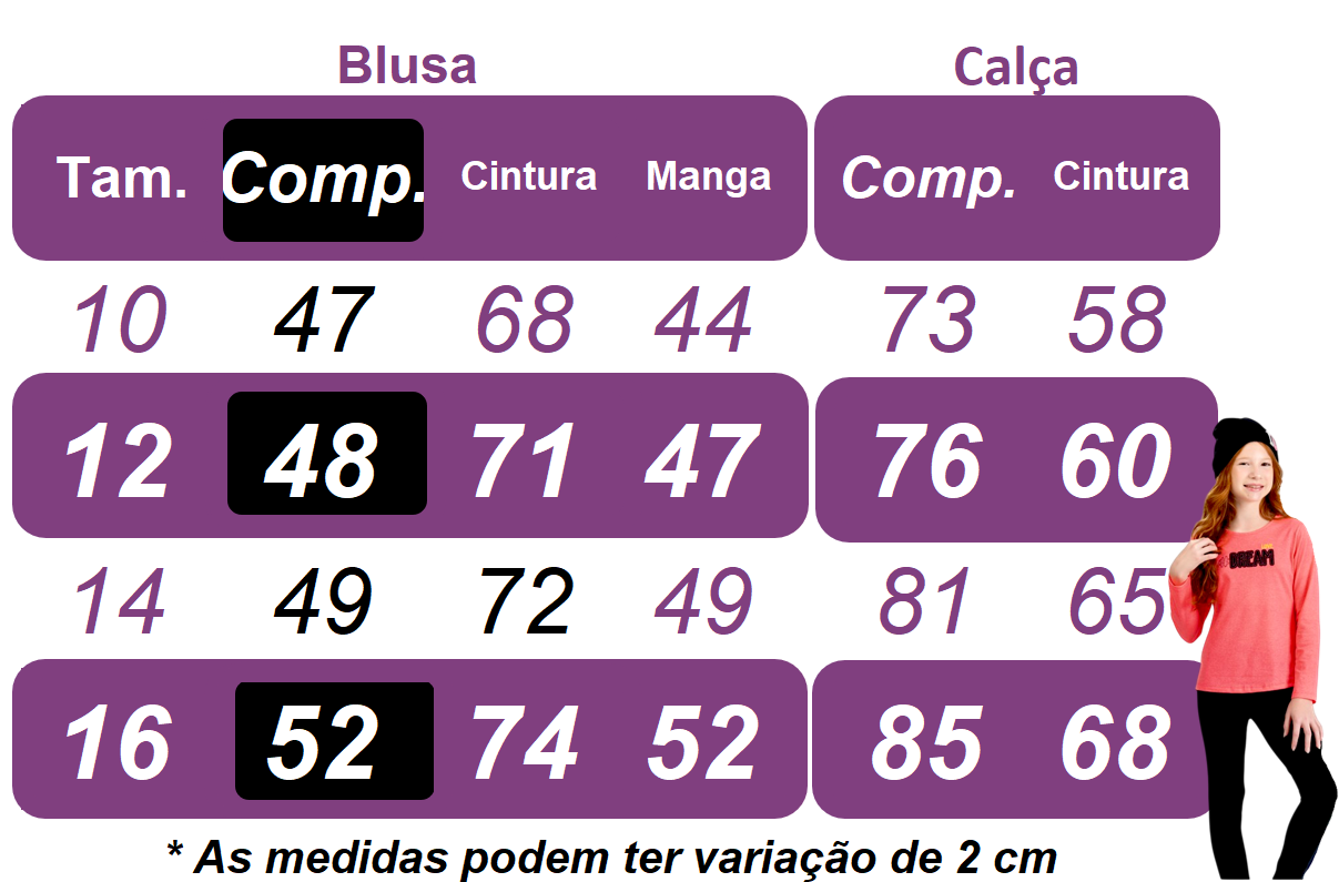Kit Analê Conjunto Juvenil Com Estampas Bordadas do 10 ao 16