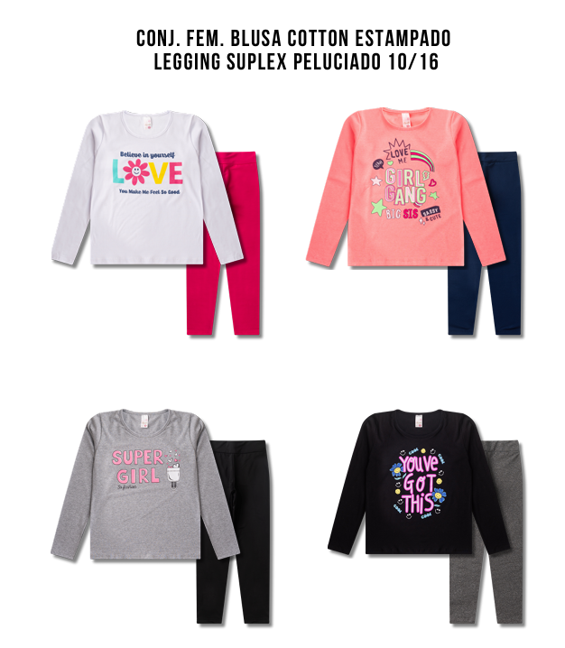 Kit Analê Conjunto Juvenil Com Estampas do 10 ao 16