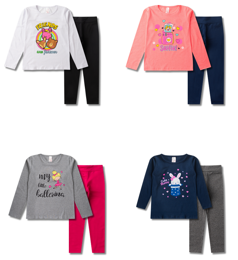 Kit Analê Conjunto Meninas Com Estampas do 1 ao 8