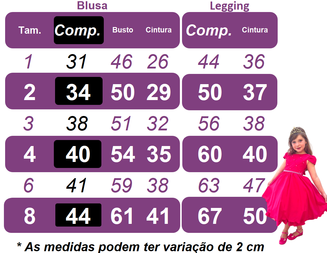 Kit Analê Conjunto Meninas Com Estampas do 1 ao 8