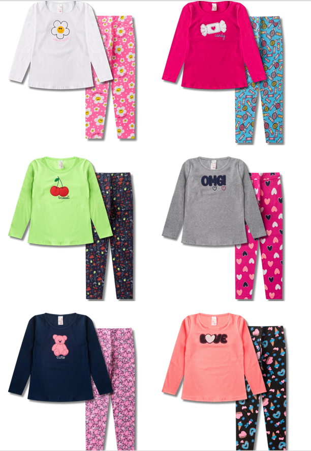 Kit Analê Conjunto Meninas Com Estampas do 4 ao 8