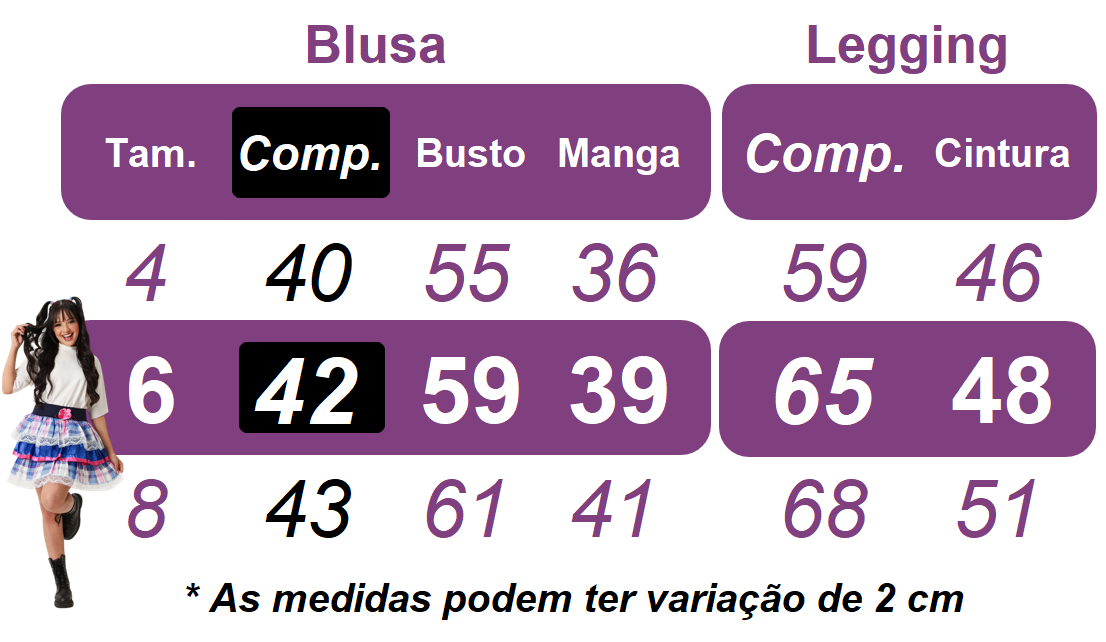 Kit Analê Conjunto Meninas Com Estampas do 4 ao 8