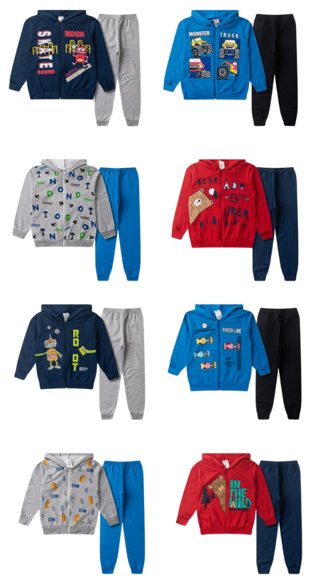 Kit Analê Conjunto Moletom Meninos Estampas Variadas do 1 ao 8