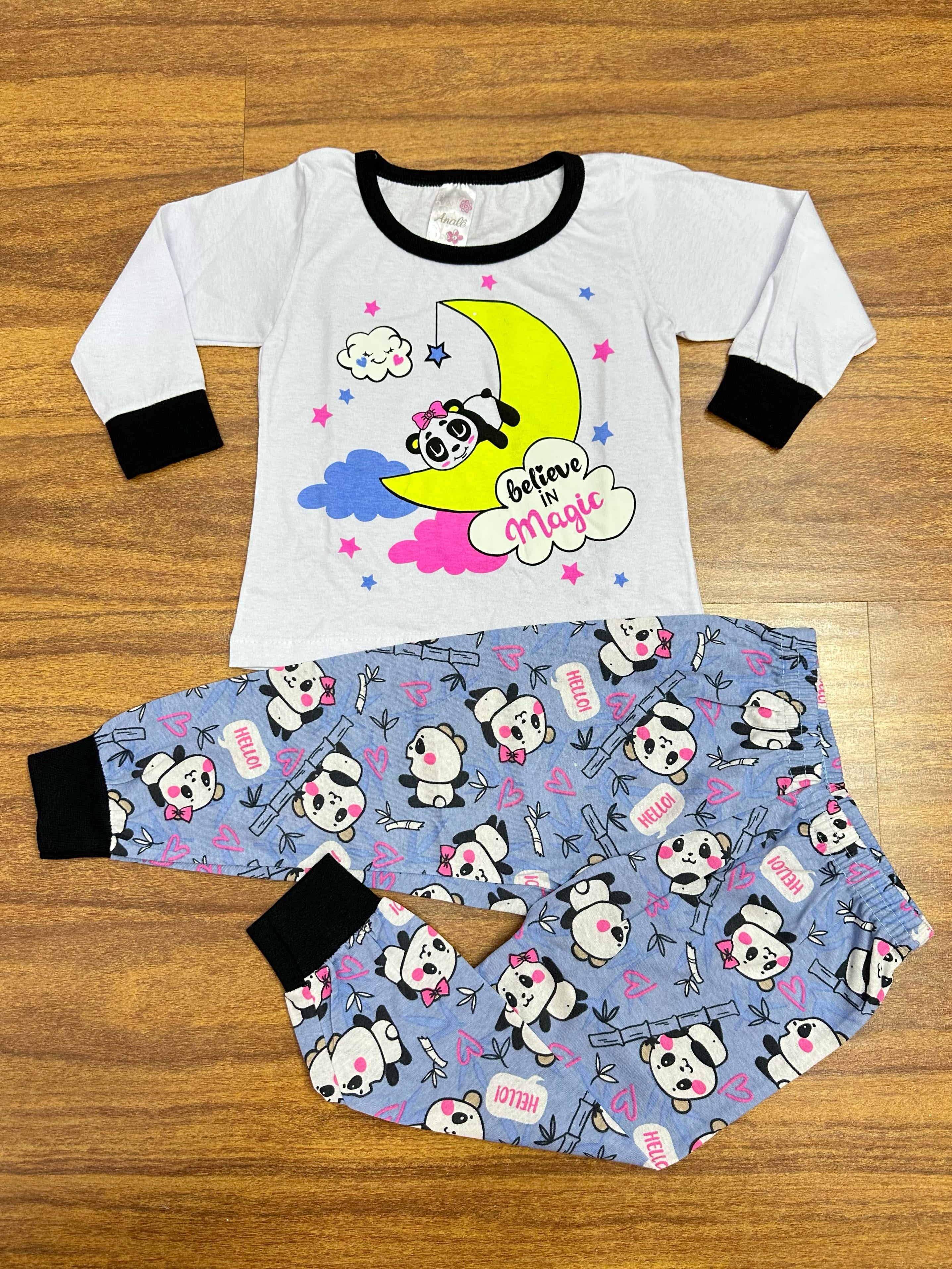 Kit Analê Pijama Infantil Meninas Com Estampas 1 ao 8