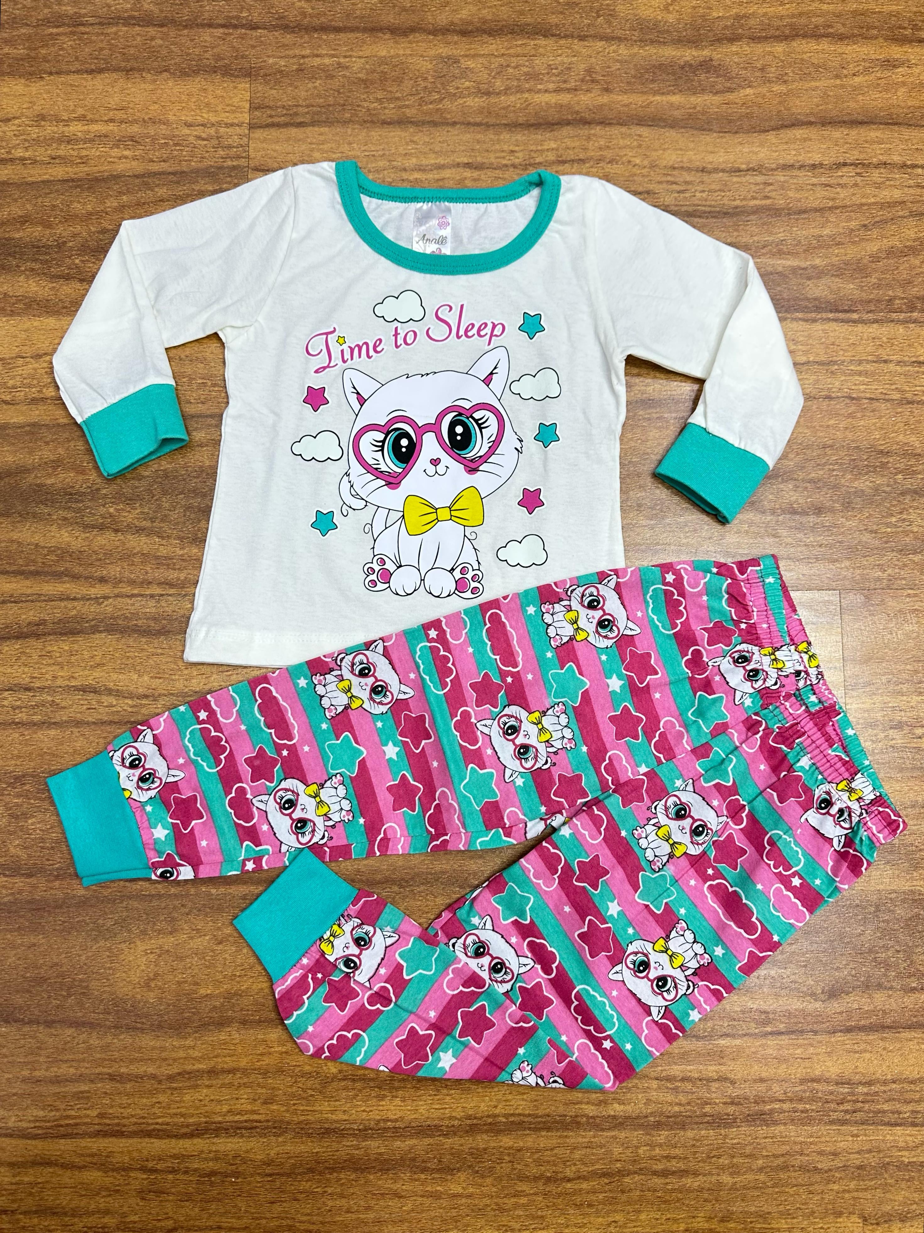 Kit Analê Pijama Infantil Meninas Com Estampas 1 ao 8