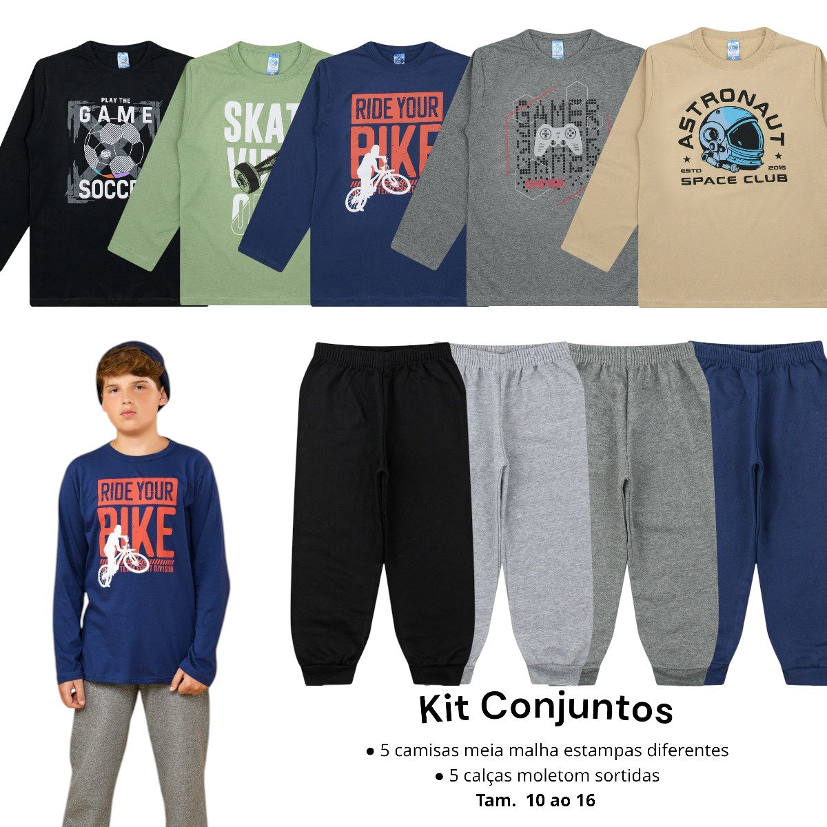 Kit Cleomara 10 peças Meninos Inverno 10 ao 16