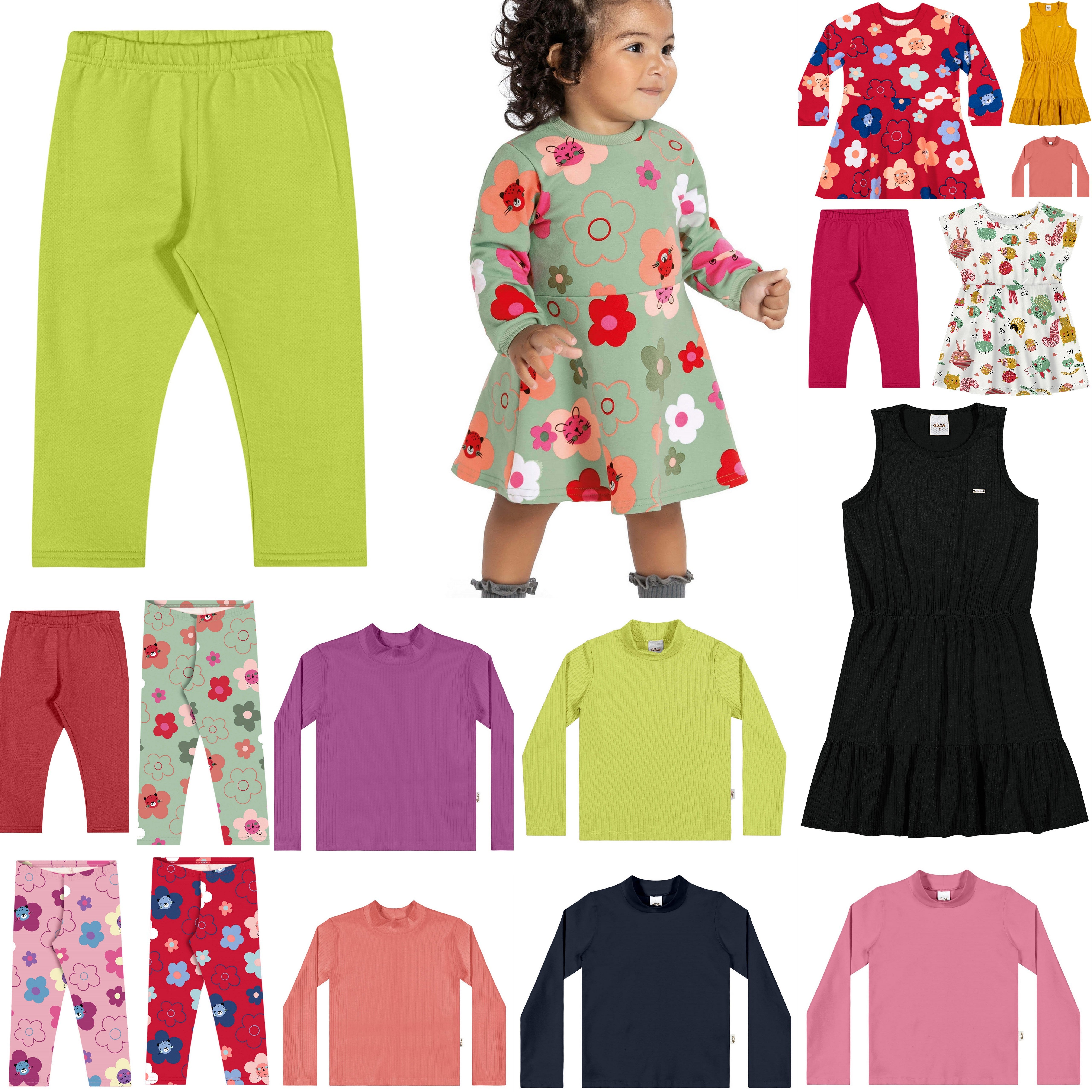 Kit Elian Meninas Infantil 10 Peças Variadas do 1 ao 4