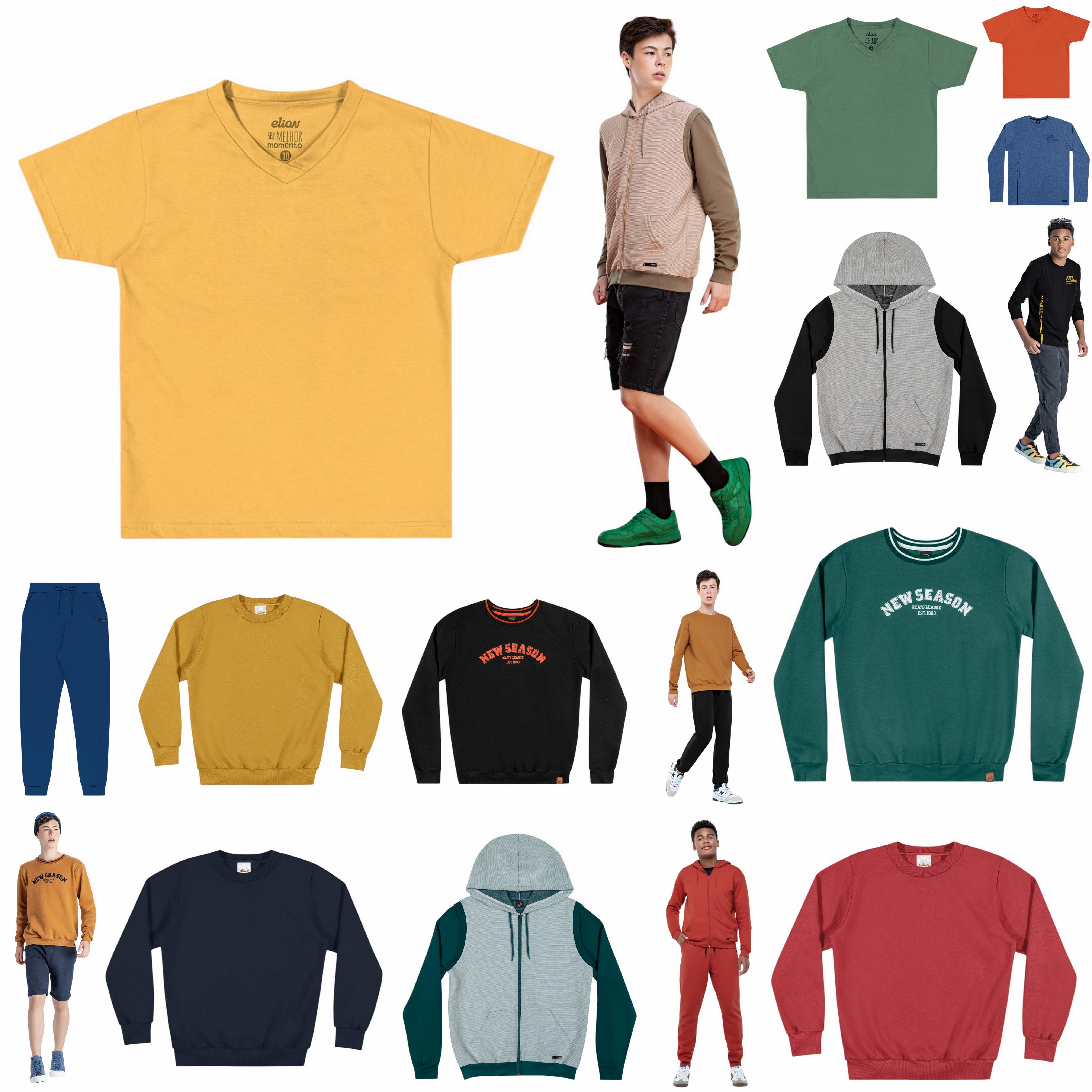 Kit Elian Meninos Juvenil 7 Peças Variadas do 12 ao 18