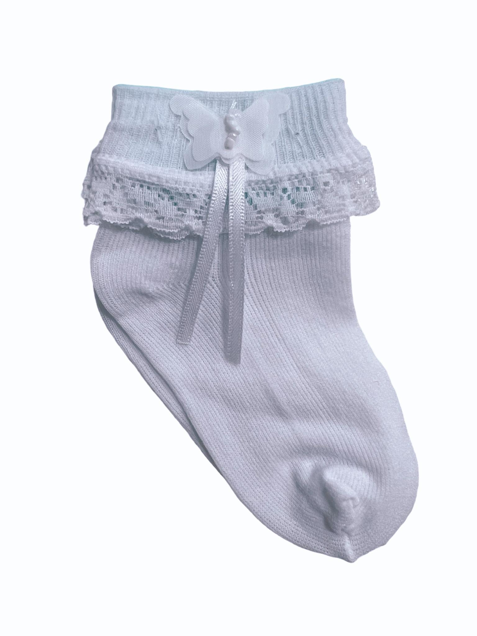 Meia Meninas Bebê Branca Vários Tipos de Apliques Poliamida