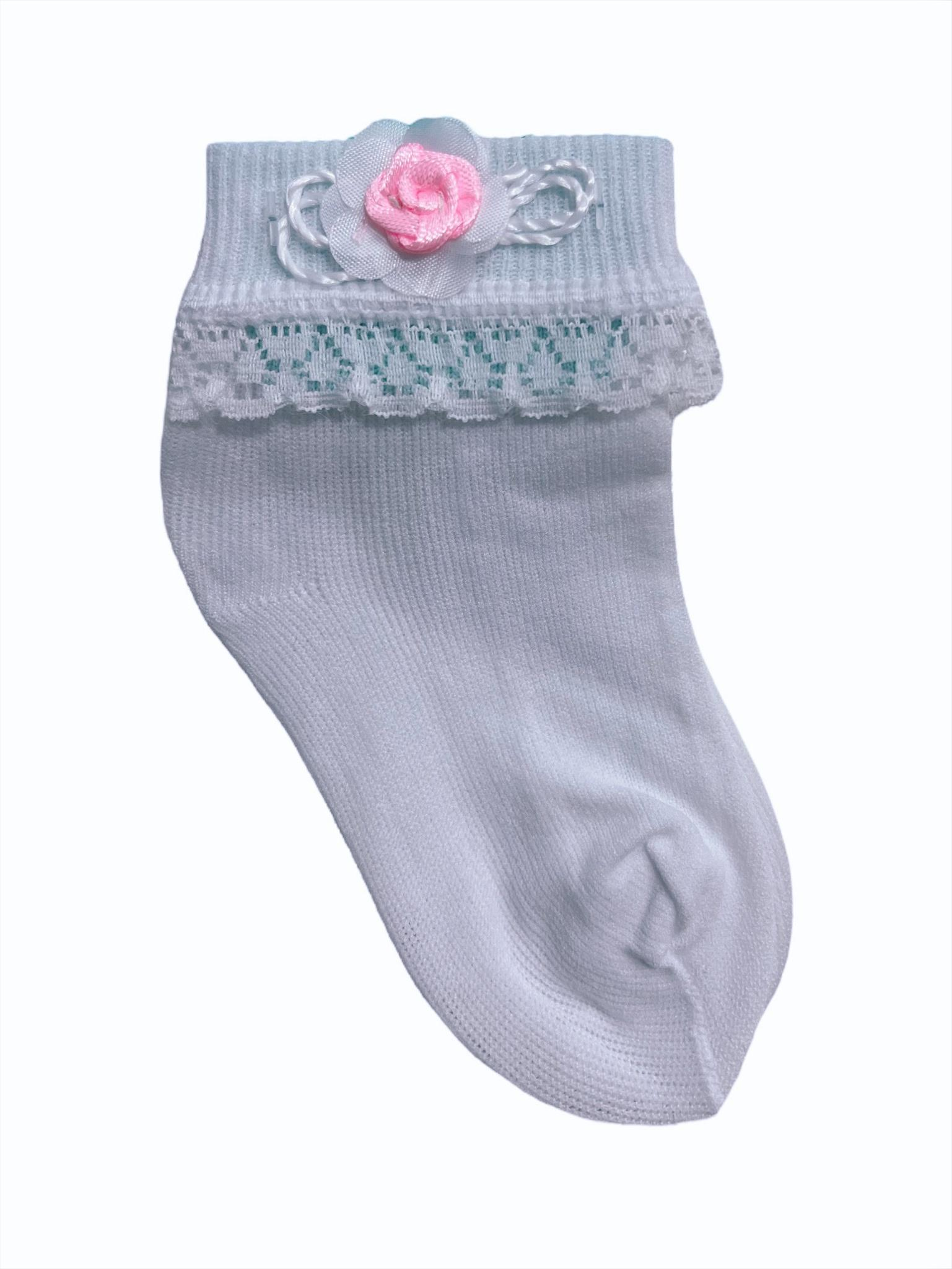 Meia Meninas Bebê Branca Vários Tipos de Apliques Poliamida