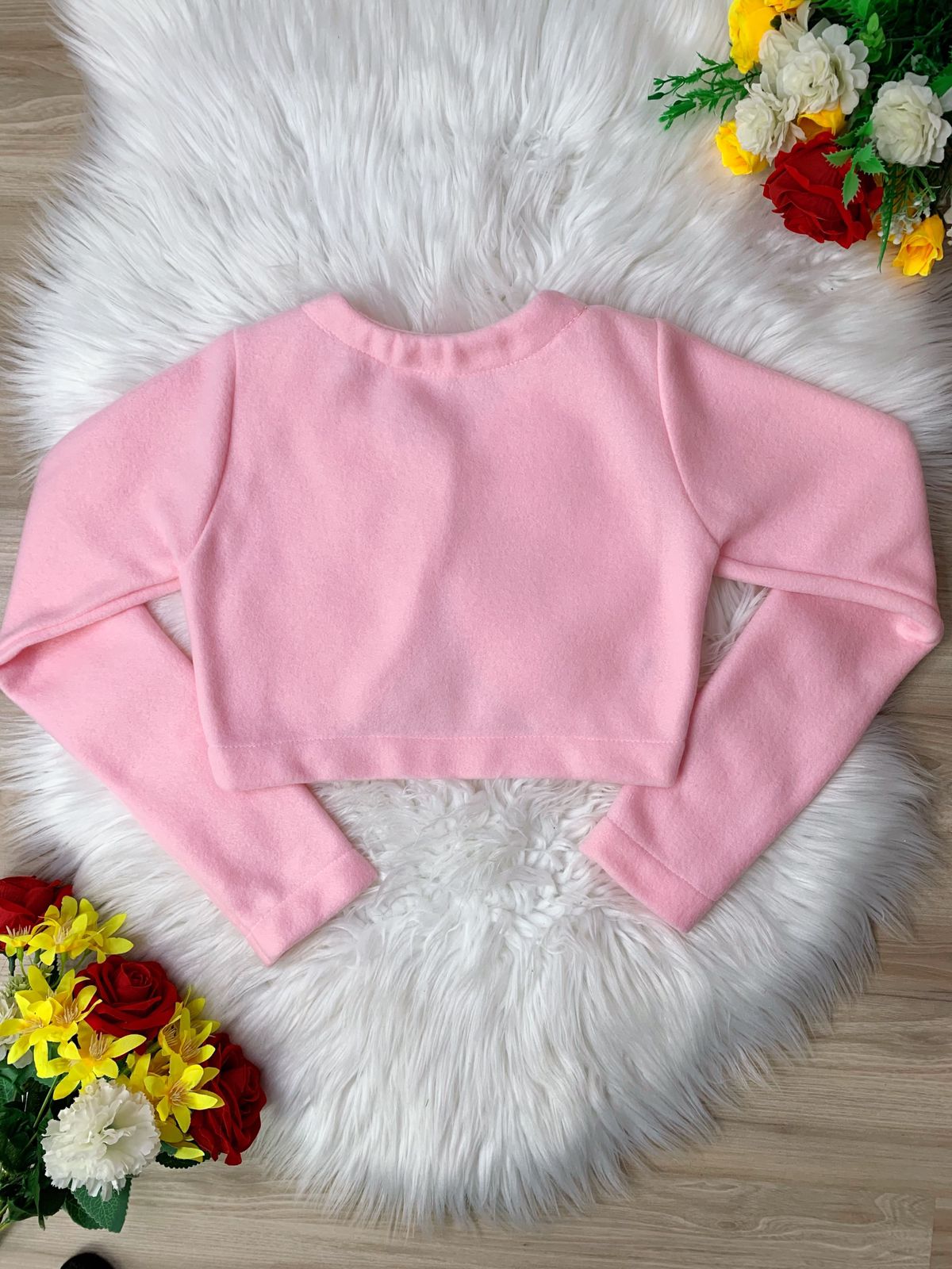 Bolero Infantil Rosa Soft Com Gola Luxo