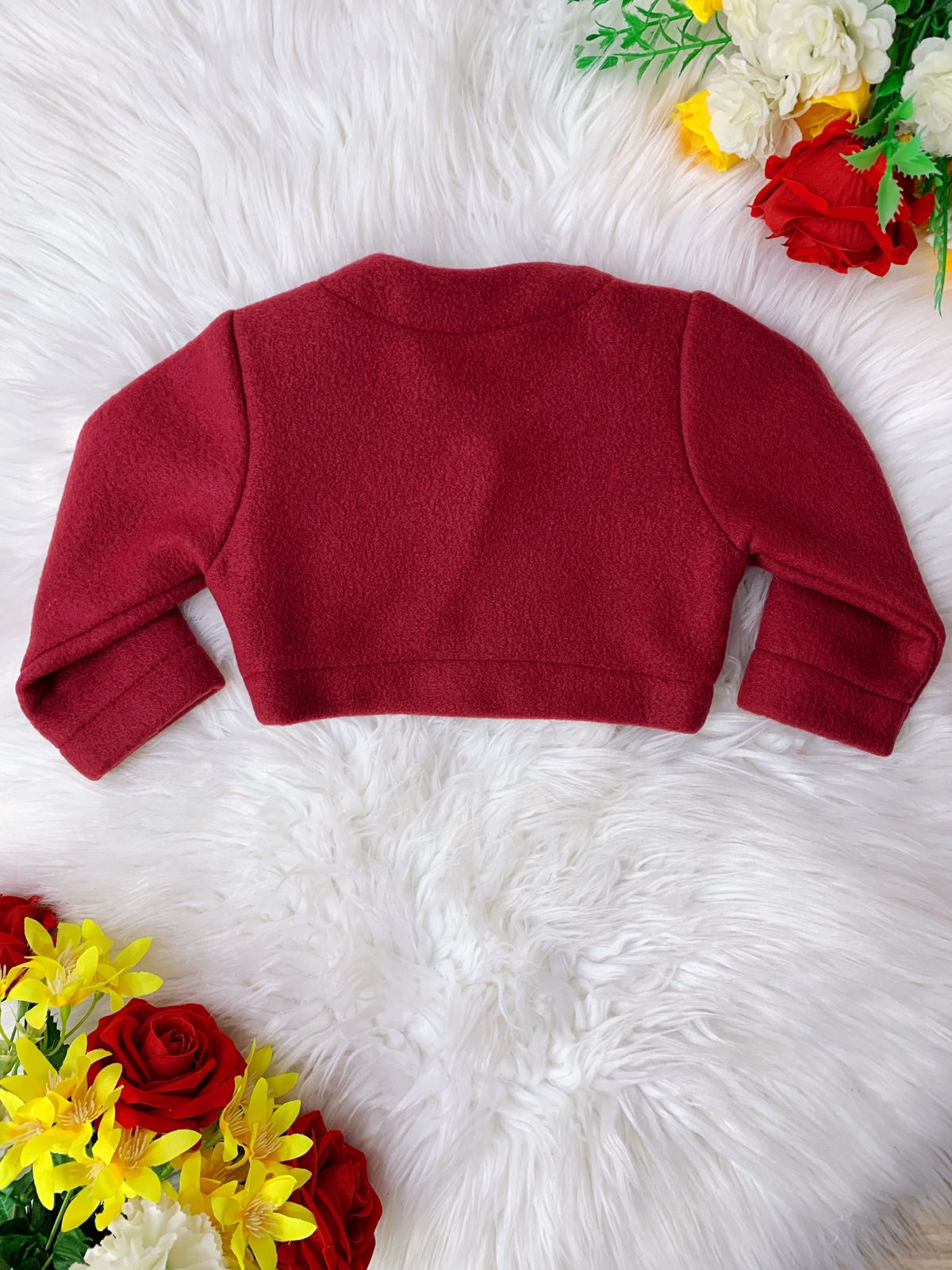 Bolero Infantil Marsala Soft Com Gola e Botão Luxo