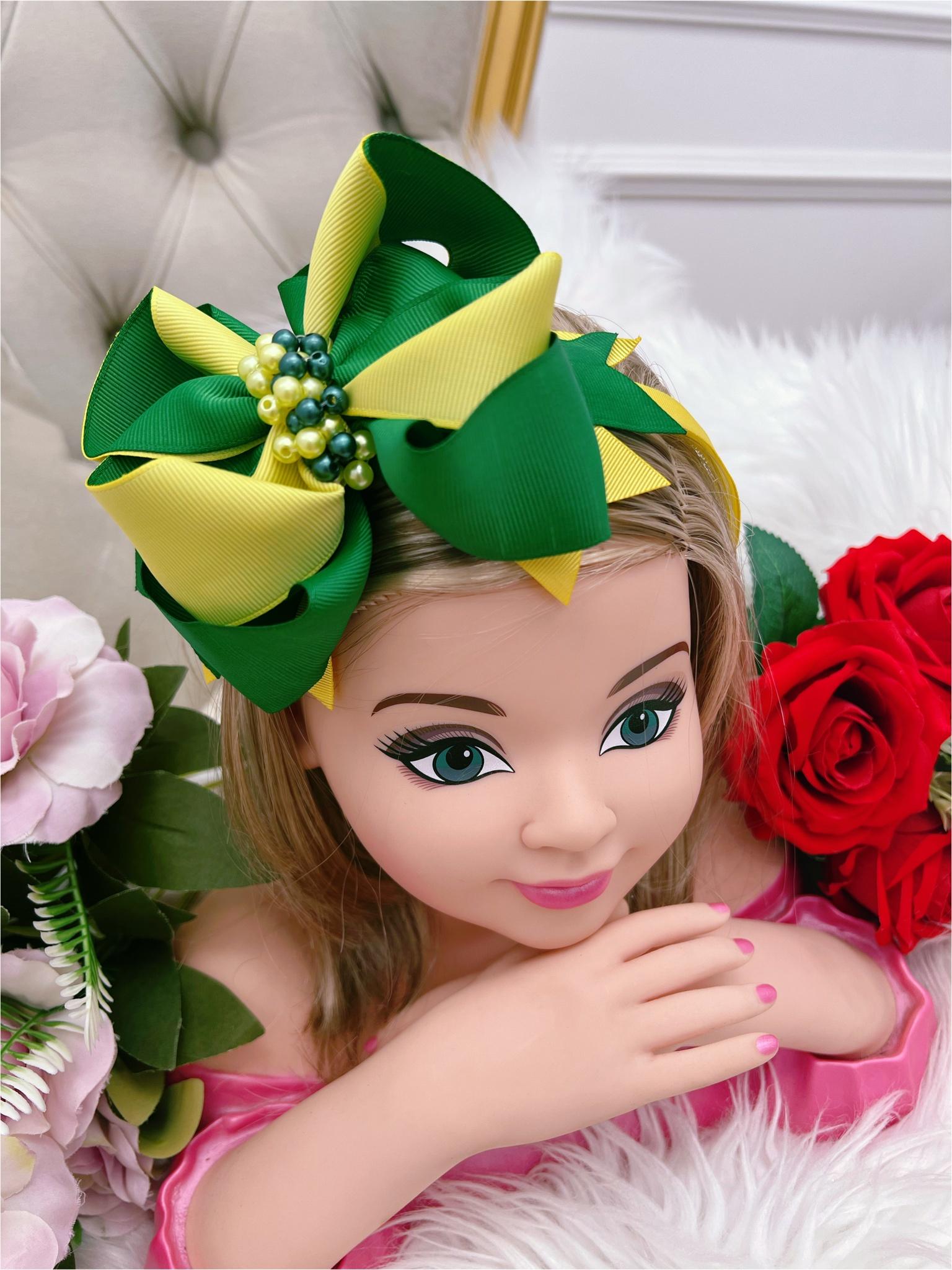 Tiara Infantil Copa do Mundo Brasil com Pérolas Luxo
