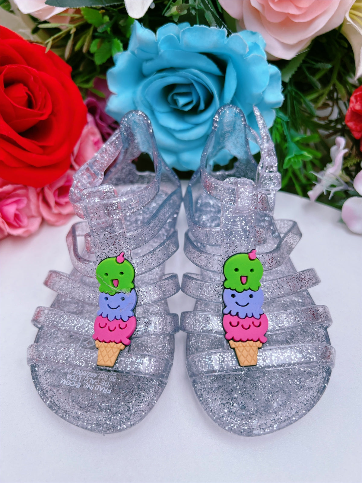 Sandália Infantil Gladiadora Baby Sorvete Maxi Glitter Prata