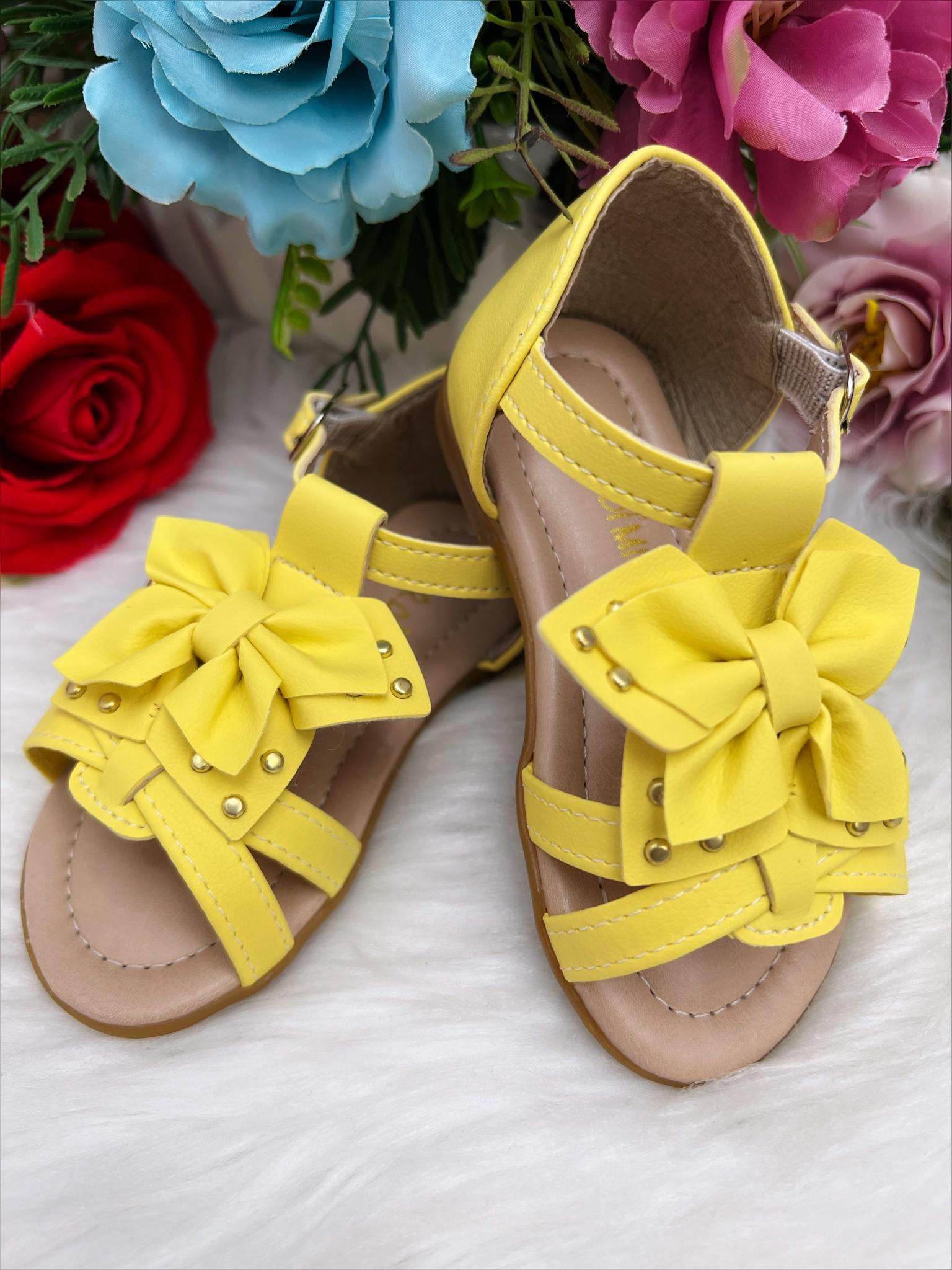 Sandália Amarelo Fosco Com Lacinho Luxo