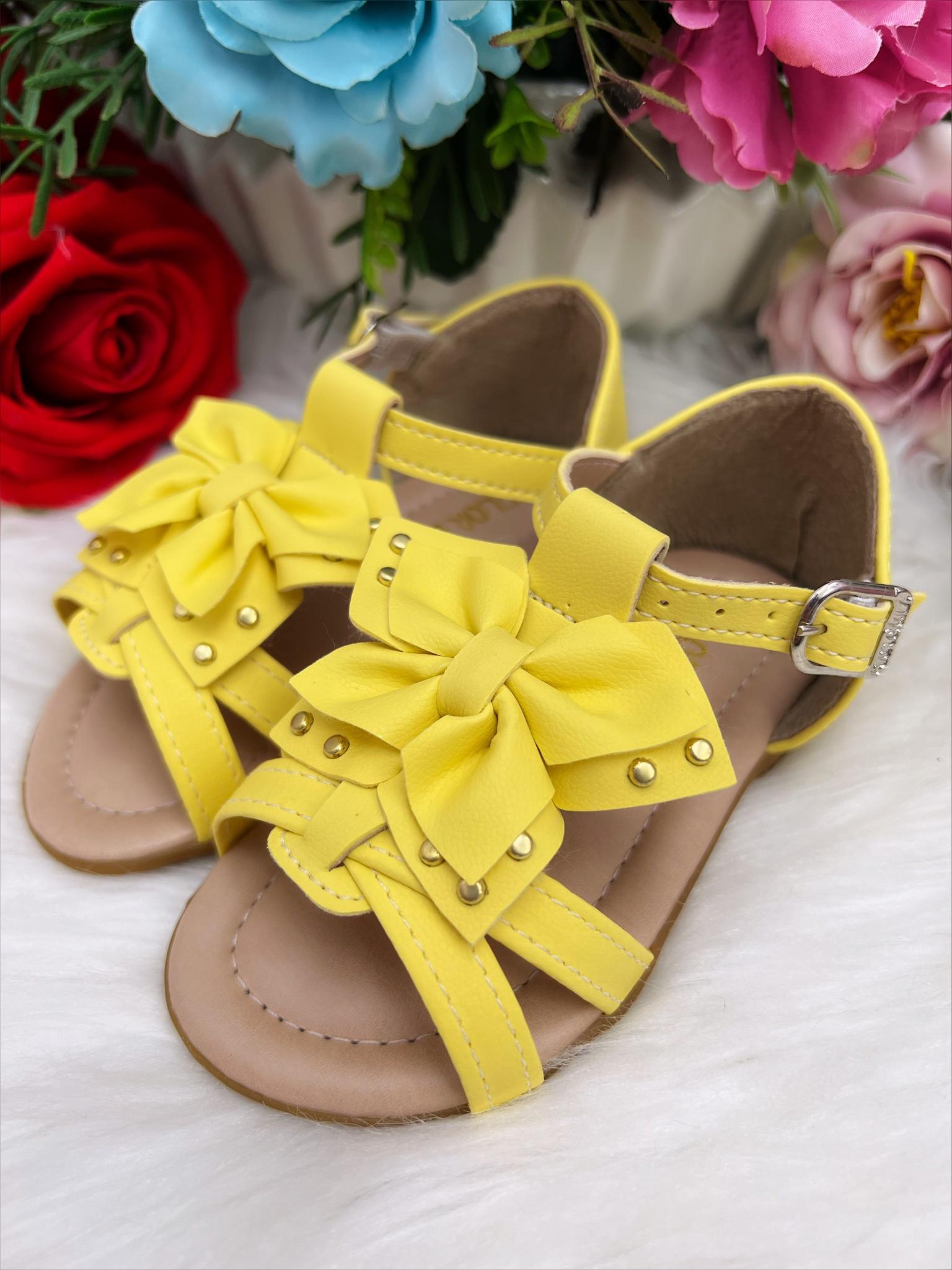 Sandália Amarelo Fosco Com Lacinho Luxo
