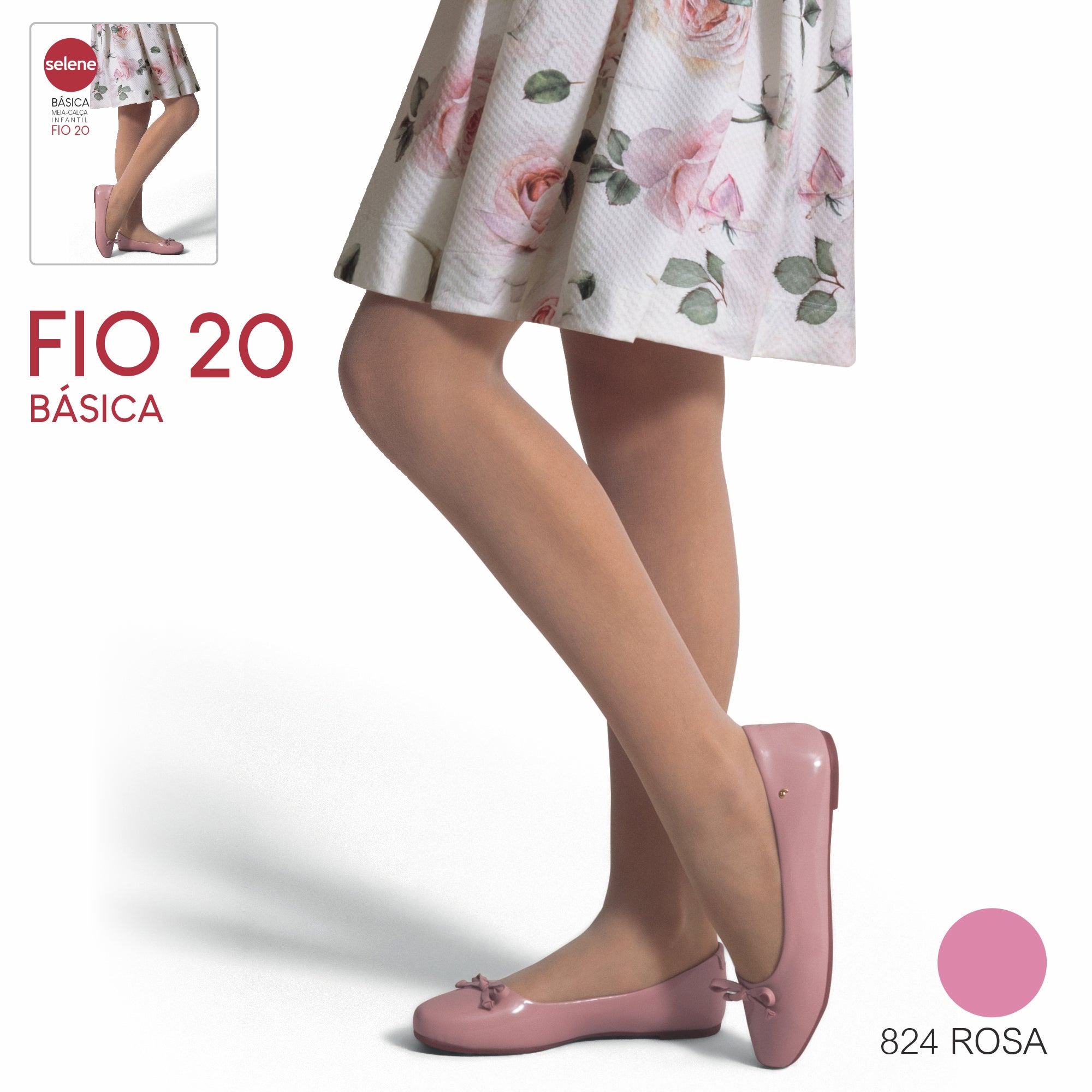 Meia Calça Infantil Rosa Básica Fio 20