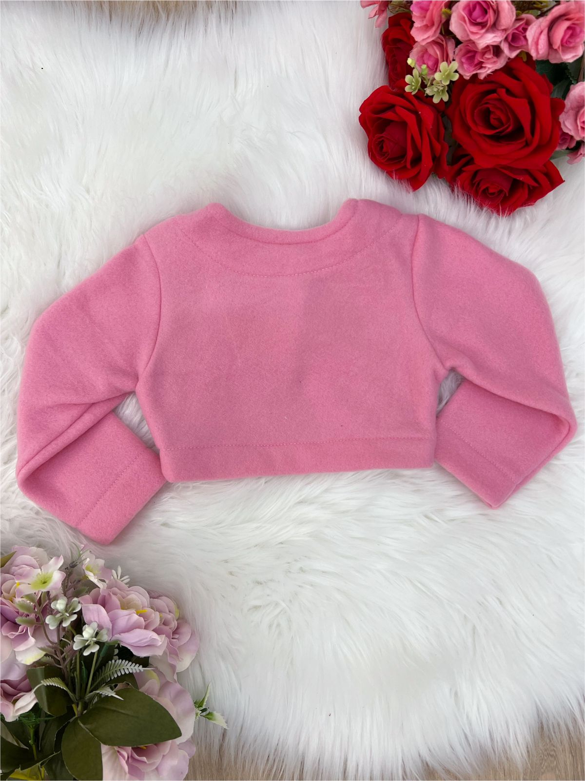 Bolero Infantil Rose Soft Luxo com Botão