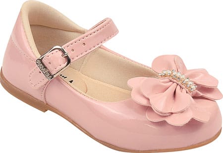 Sapatinho Rosa Verniz Flor Strass
