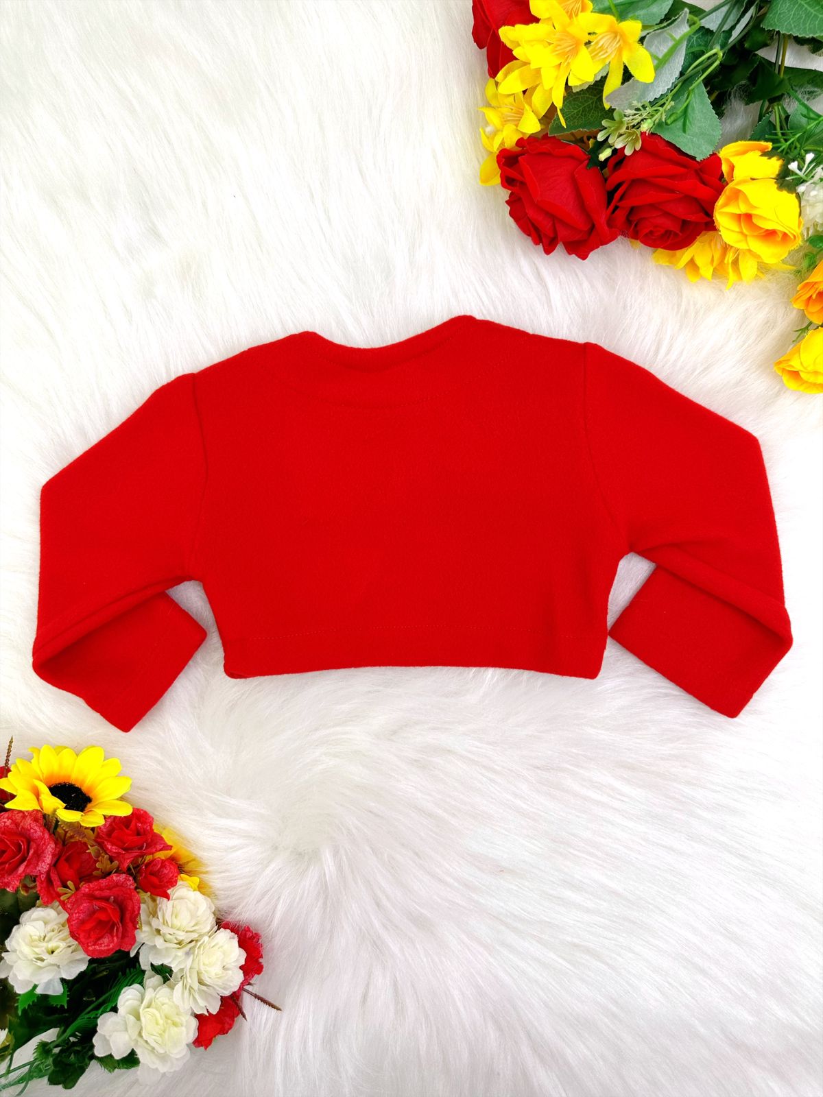 Bolero Infantil Vermelho Soft Luxo Com Gola e Botão