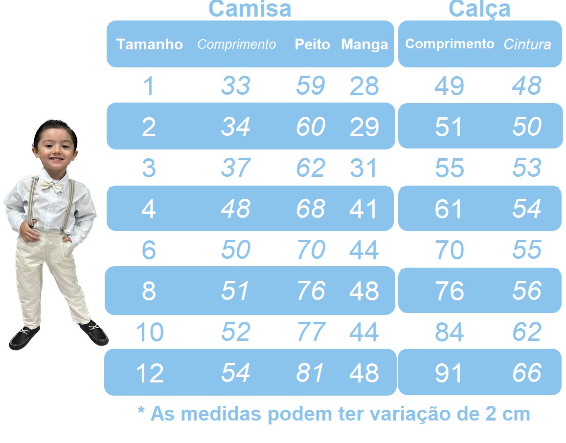 Conjunto Social Calça Gravata e Susp. Bege Camisa Branca