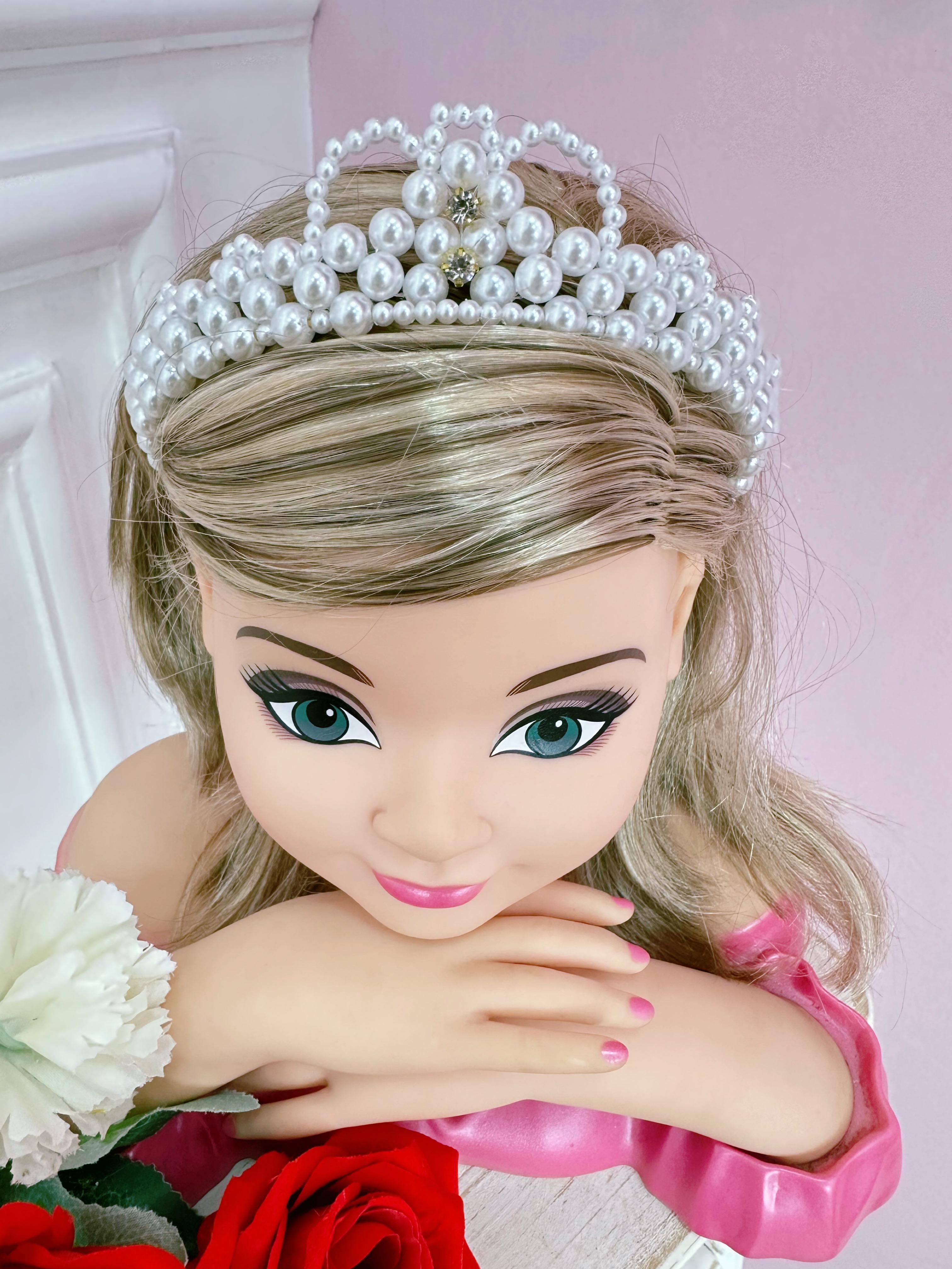 Coroa Infantil Princesa de Pérolas e Duplo Strass Luxo Cores