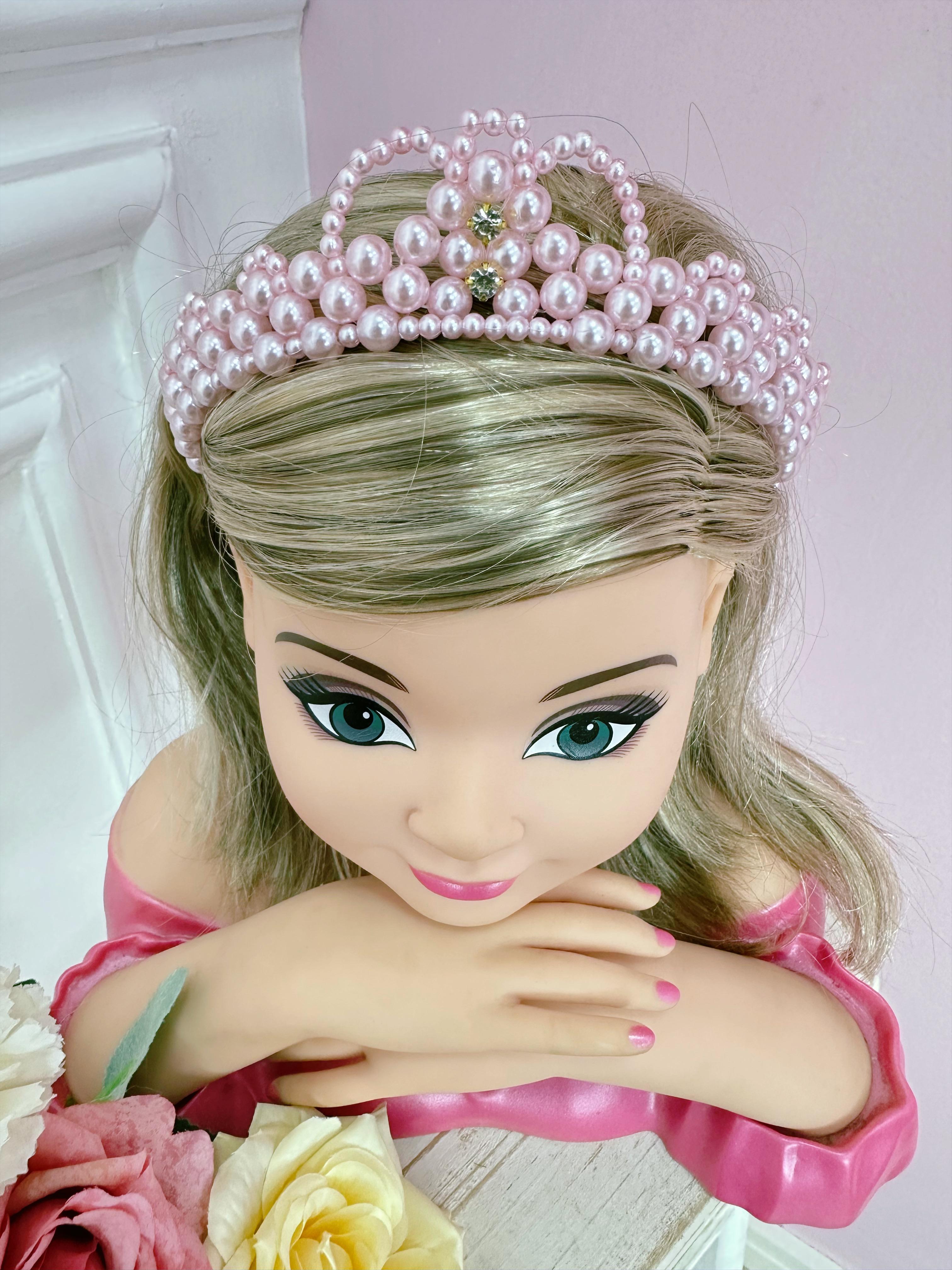 Coroa Infantil Princesa de Pérolas e Duplo Strass Luxo Cores