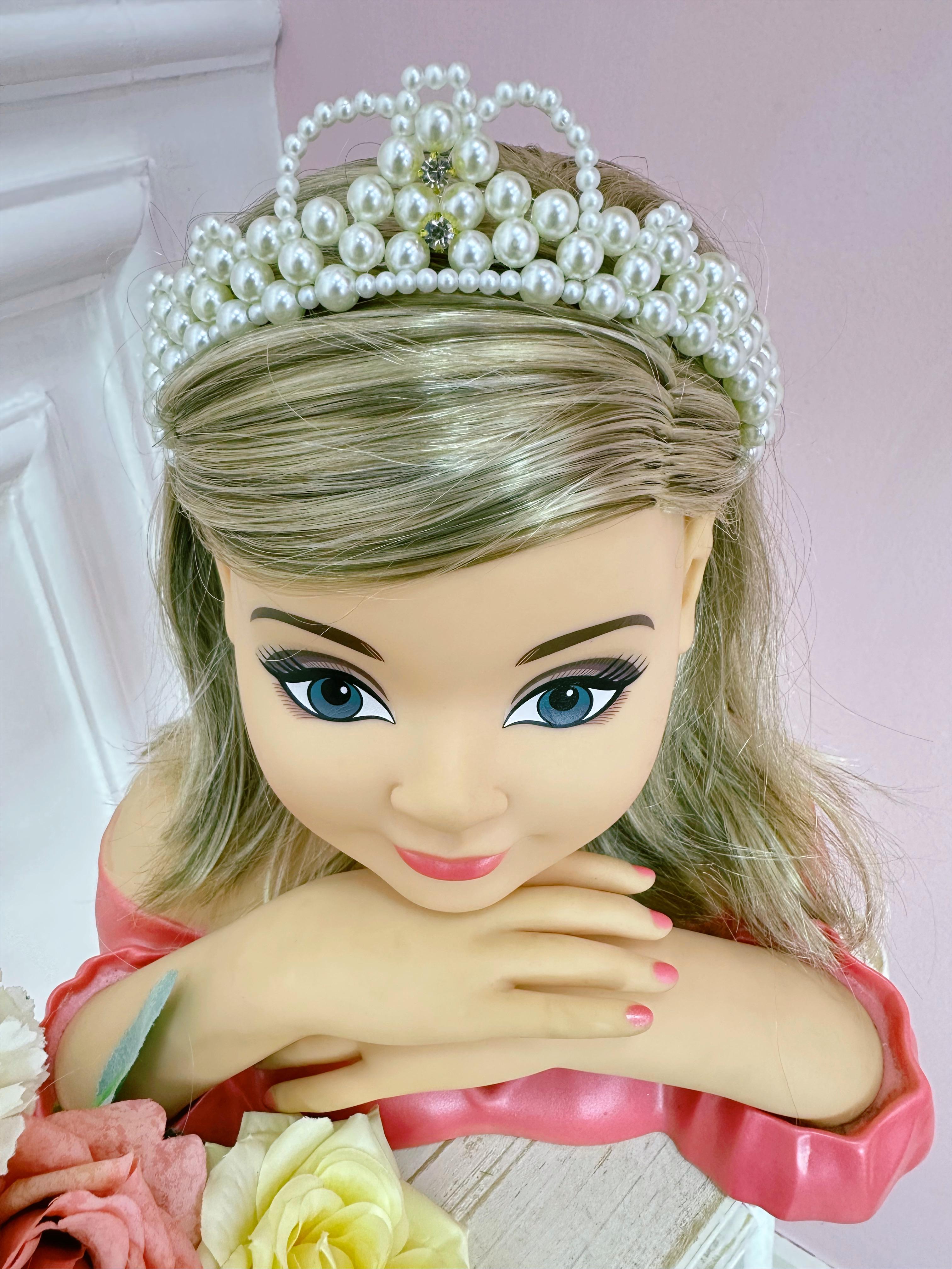 Coroa Infantil Princesa de Pérolas e Duplo Strass Luxo Cores